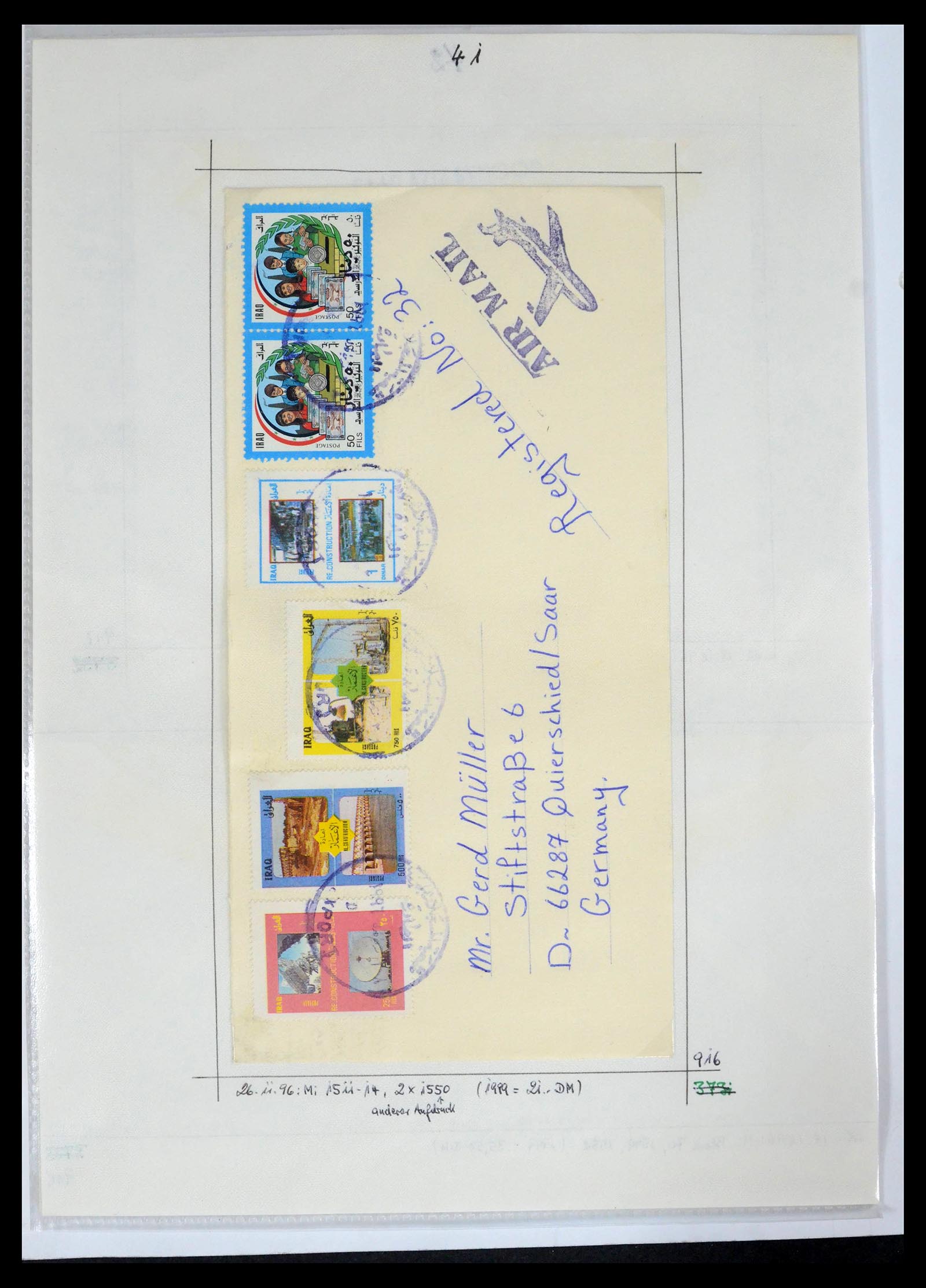 39418 0078 - Postzegelverzameling 39418 Irak brieven 1921-2001.