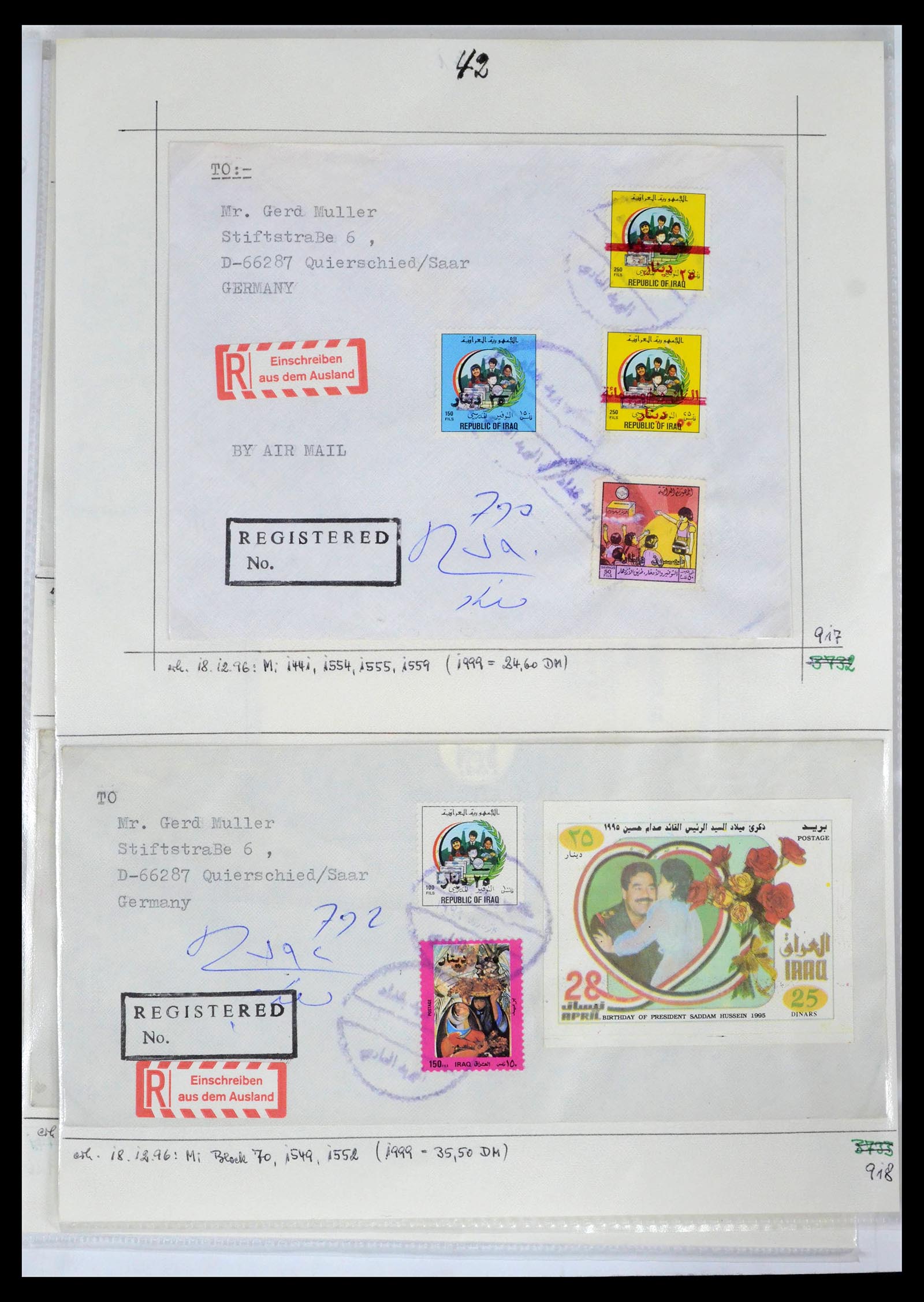 39418 0079 - Postzegelverzameling 39418 Irak brieven 1921-2001.