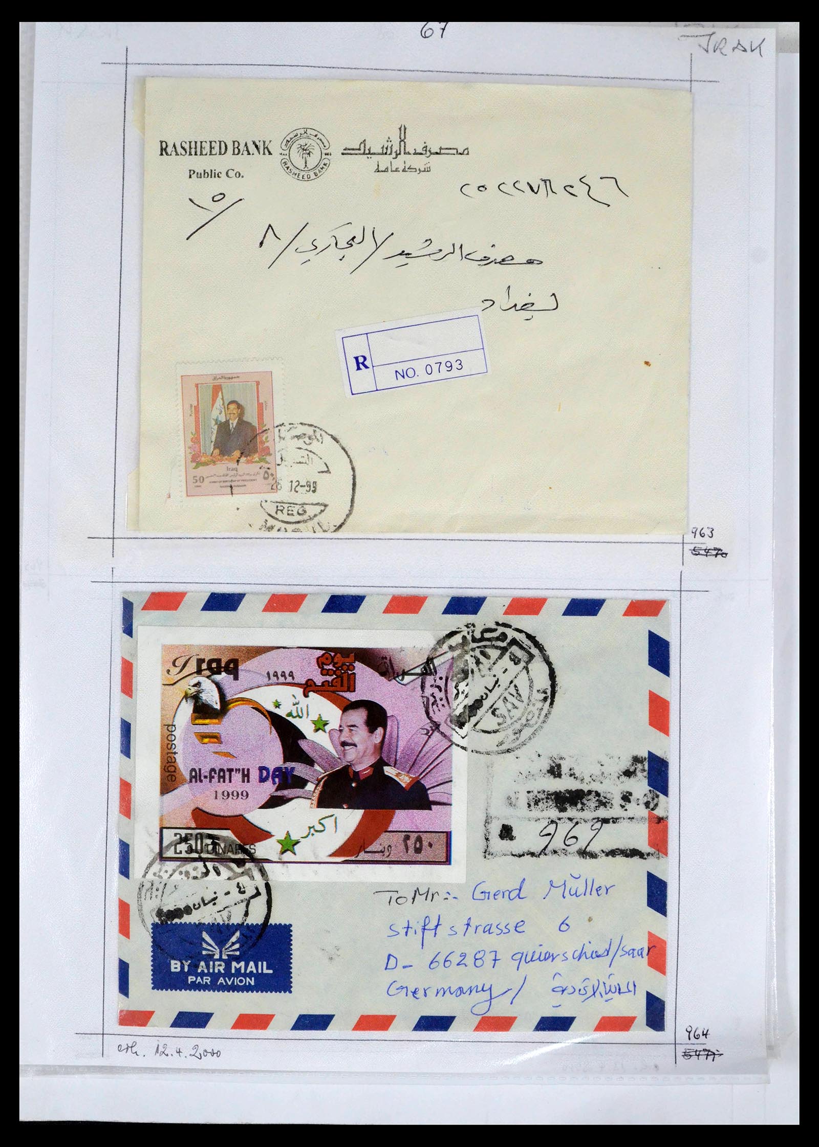 39418 0102 - Postzegelverzameling 39418 Irak brieven 1921-2001.