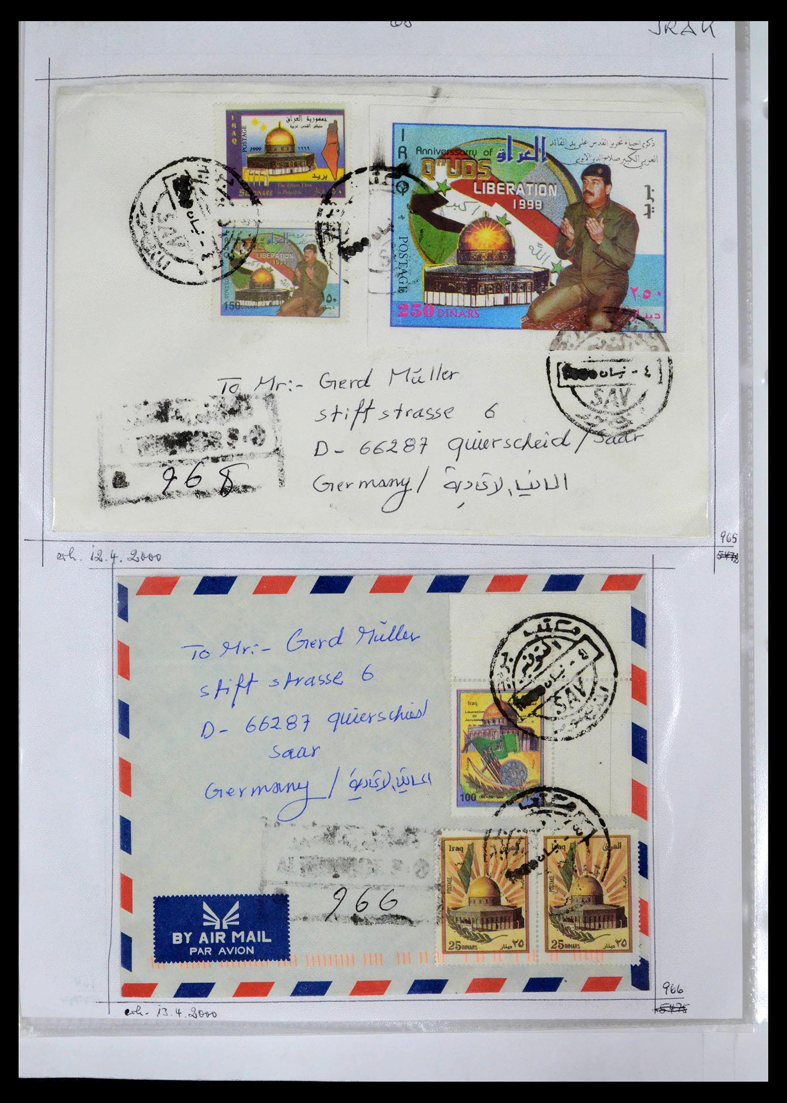 39418 0103 - Postzegelverzameling 39418 Irak brieven 1921-2001.
