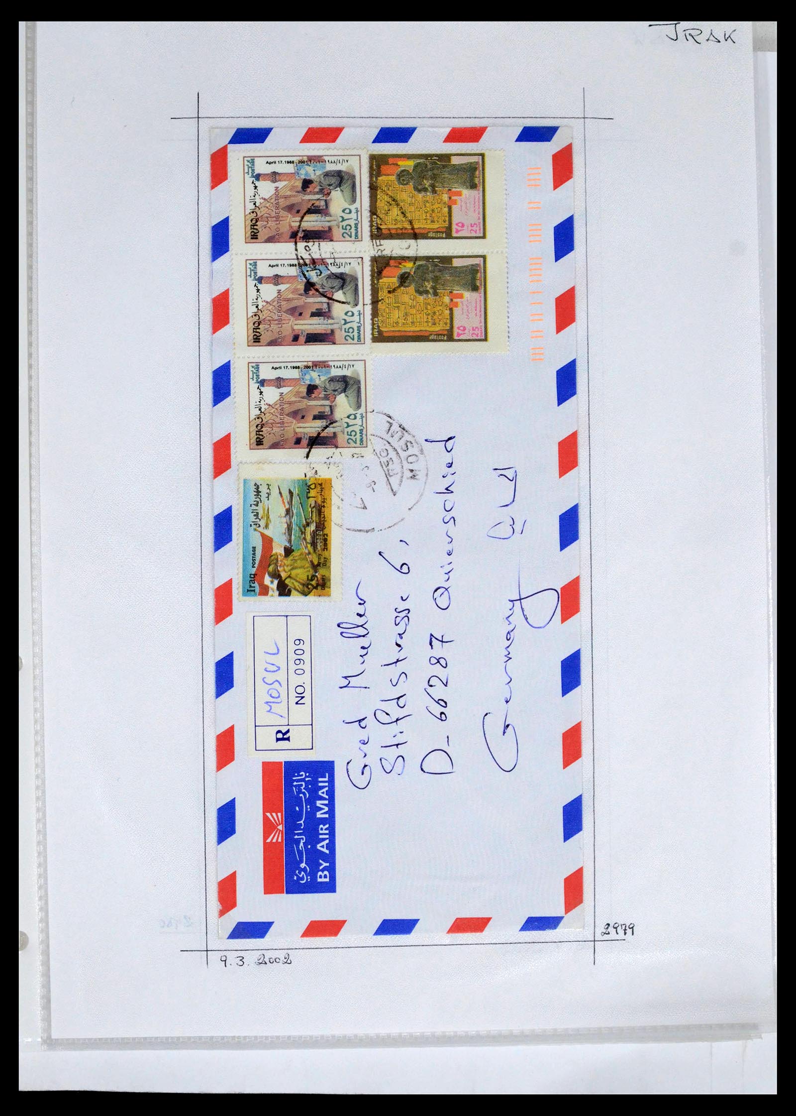 39418 0104 - Postzegelverzameling 39418 Irak brieven 1921-2001.