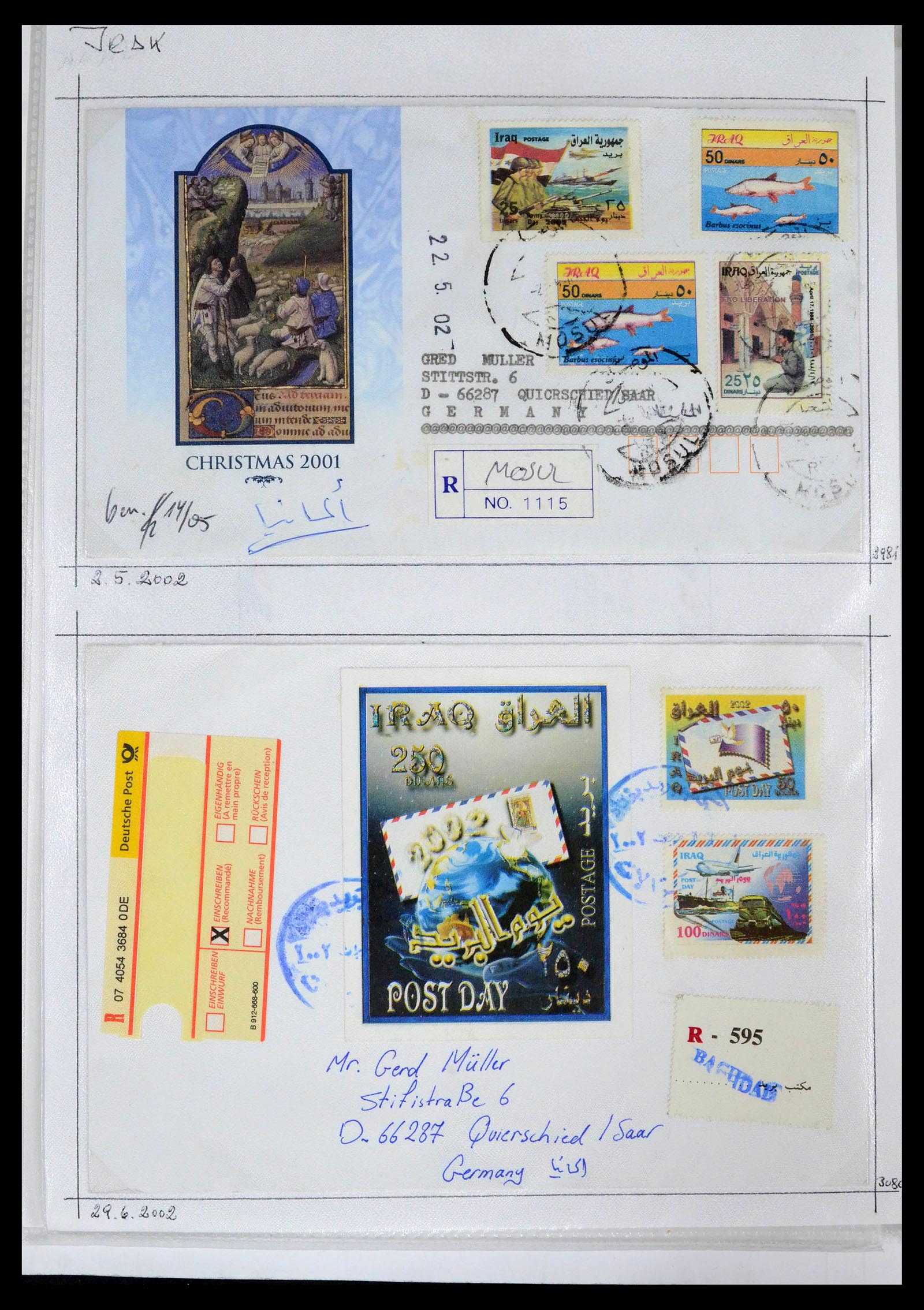 39418 0107 - Postzegelverzameling 39418 Irak brieven 1921-2001.