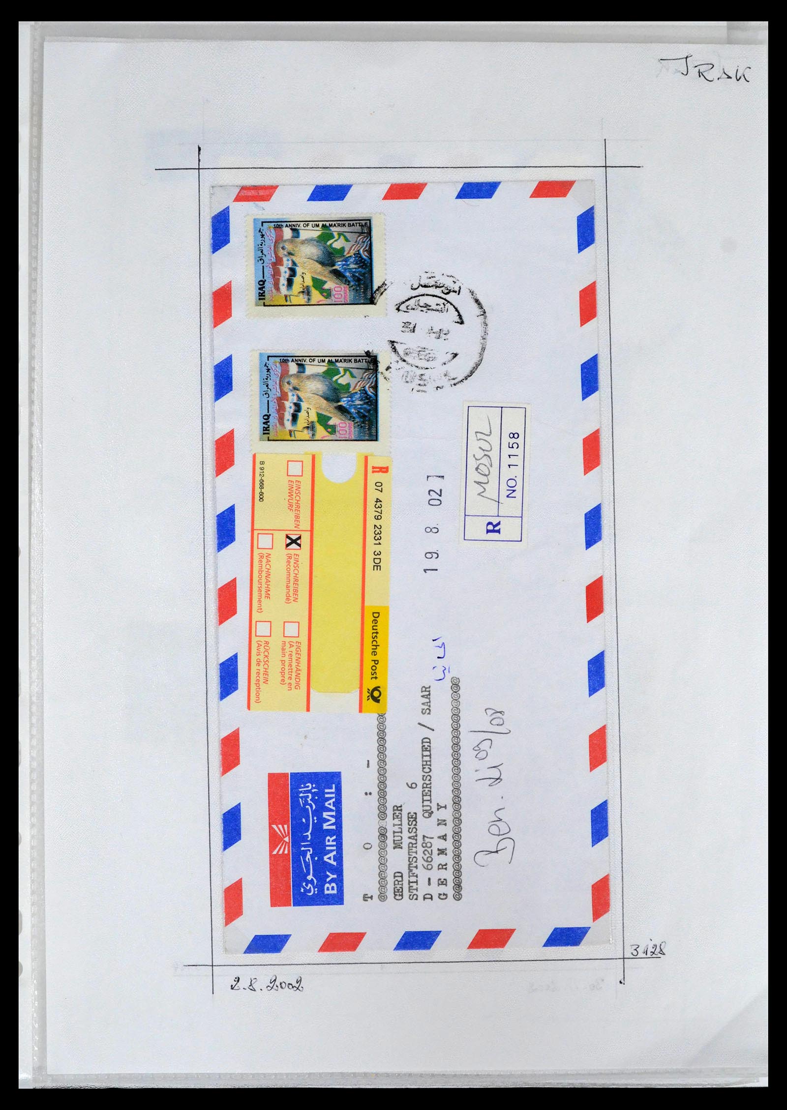 39418 0108 - Postzegelverzameling 39418 Irak brieven 1921-2001.
