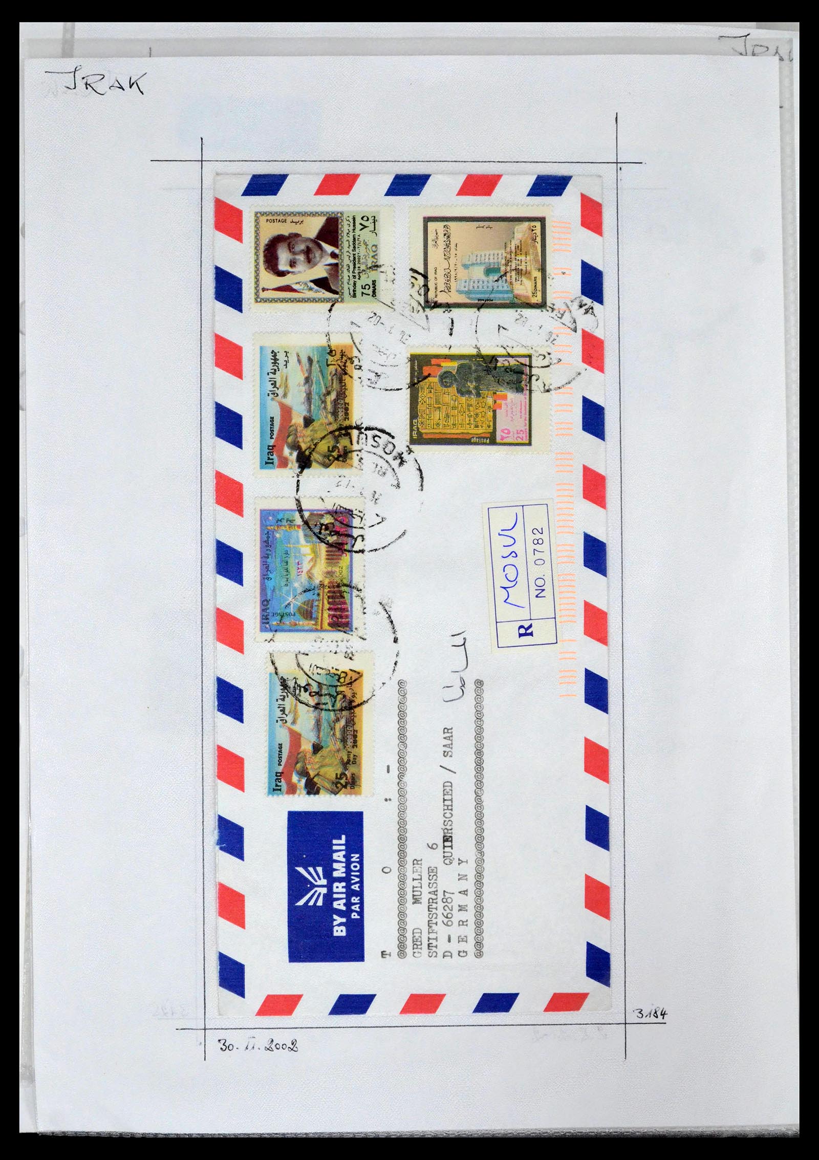 39418 0109 - Postzegelverzameling 39418 Irak brieven 1921-2001.