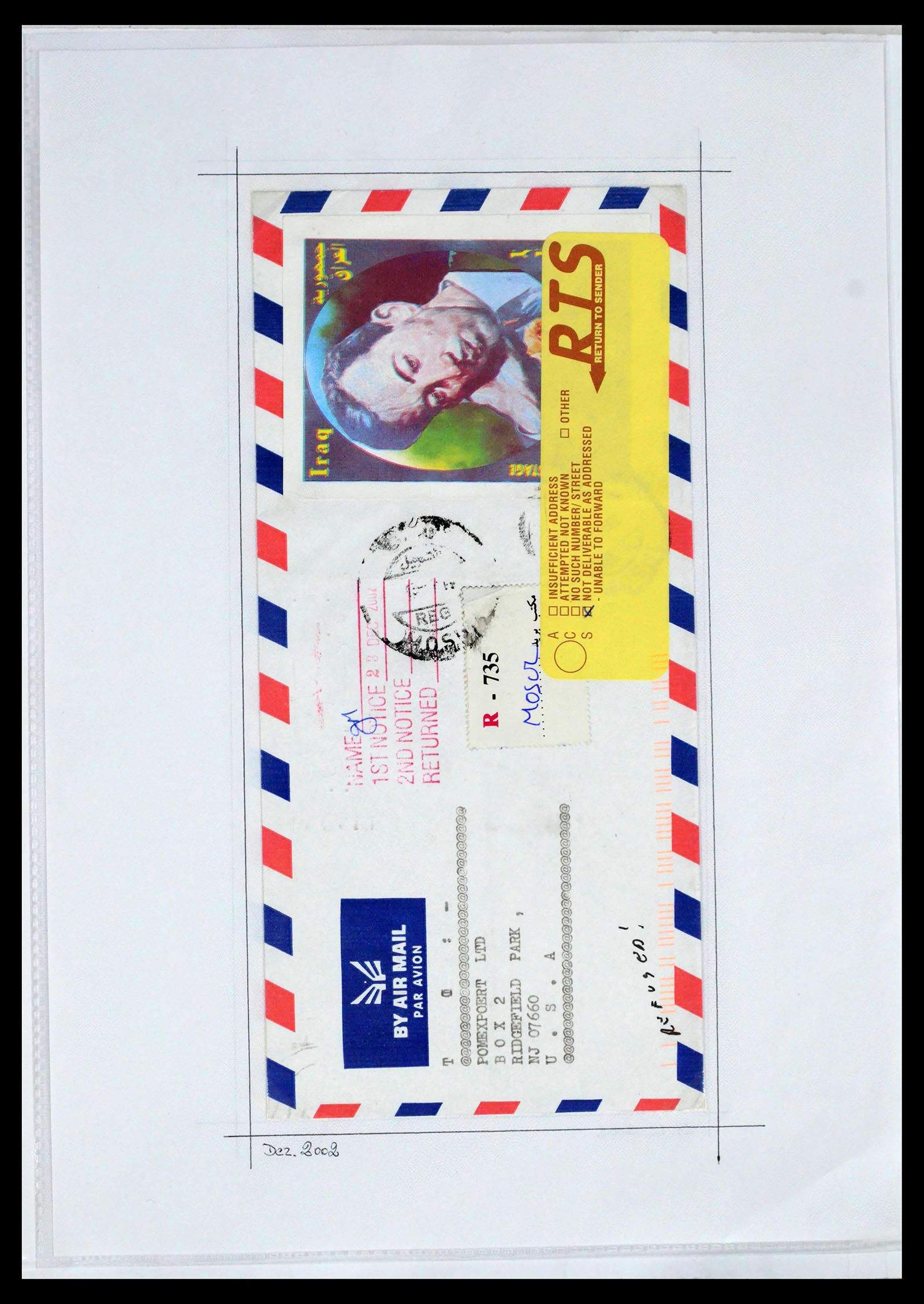 39418 0116 - Postzegelverzameling 39418 Irak brieven 1921-2001.