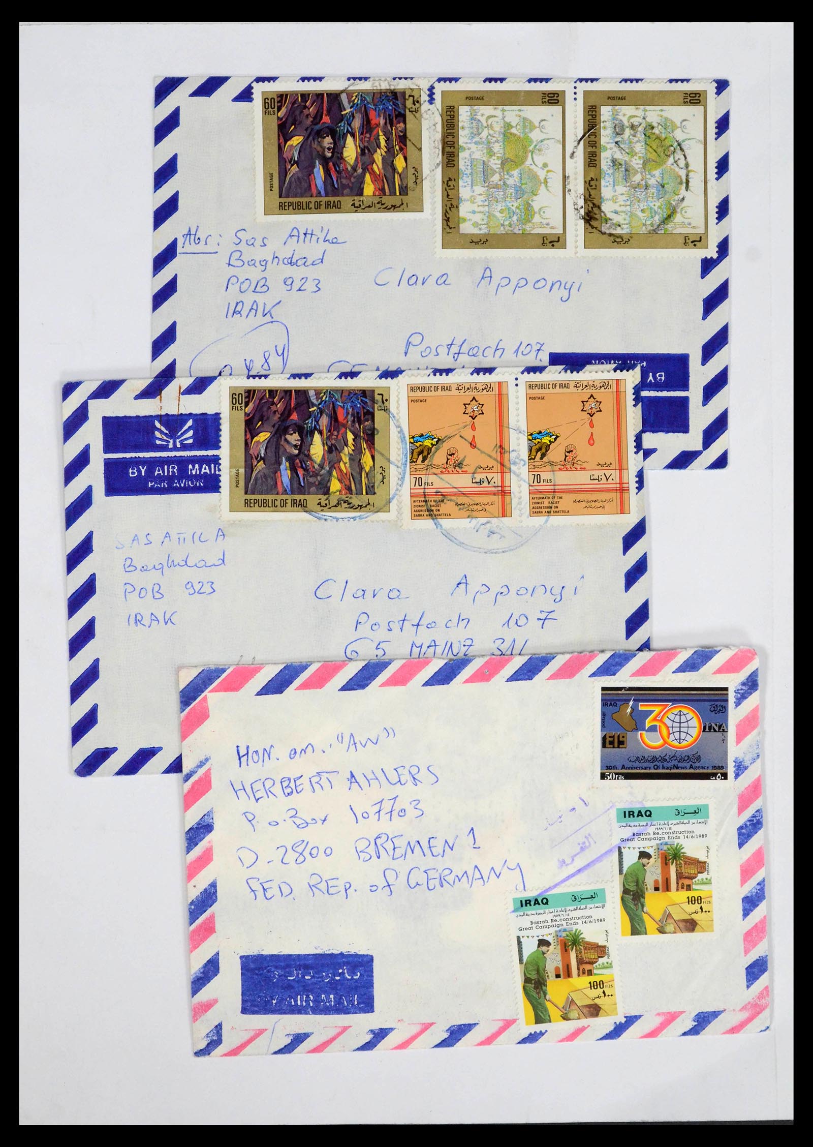 39418 0127 - Postzegelverzameling 39418 Irak brieven 1921-2001.