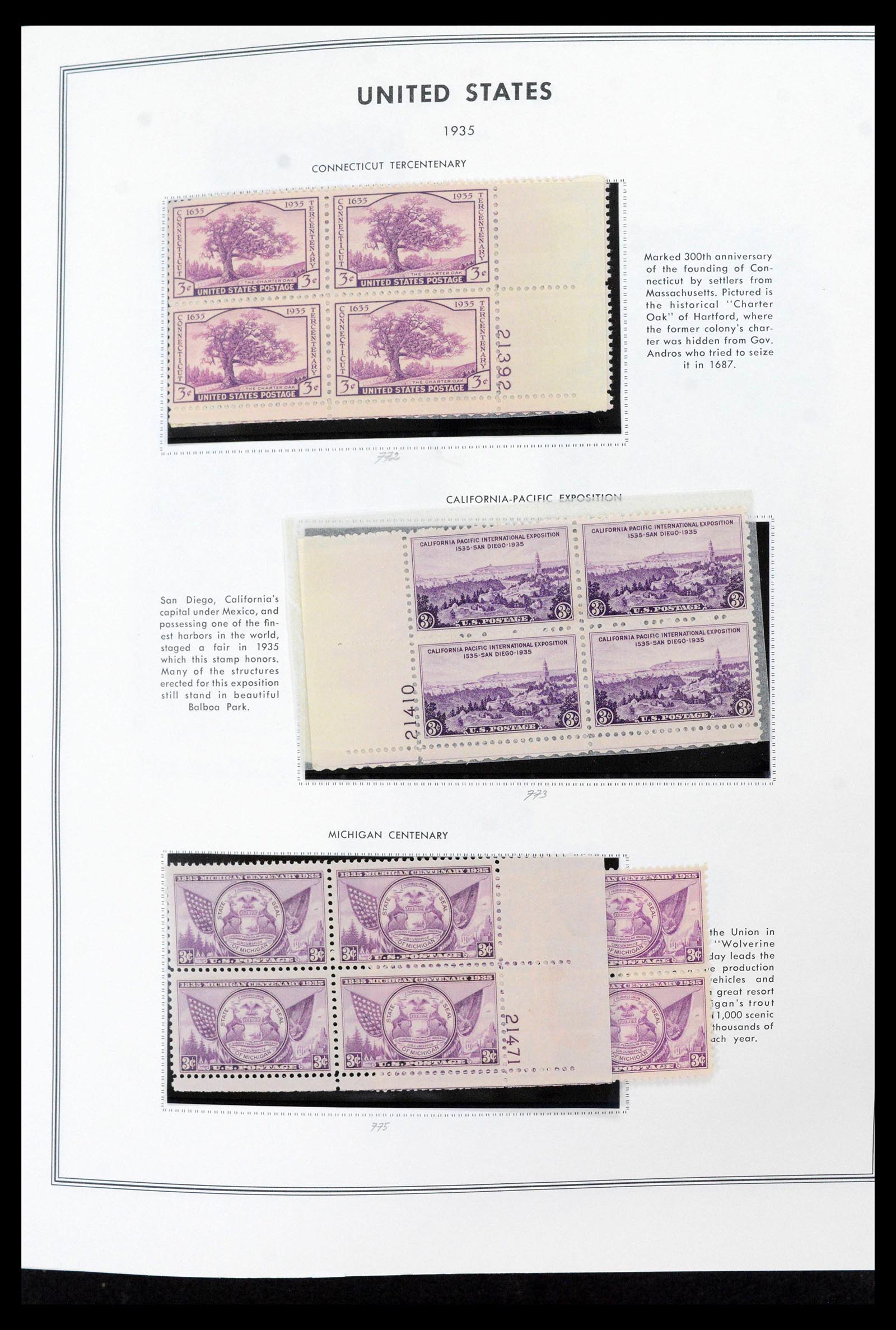 39419 0026 - Stamp collection 39419 USA plateblocs 1919-1980.