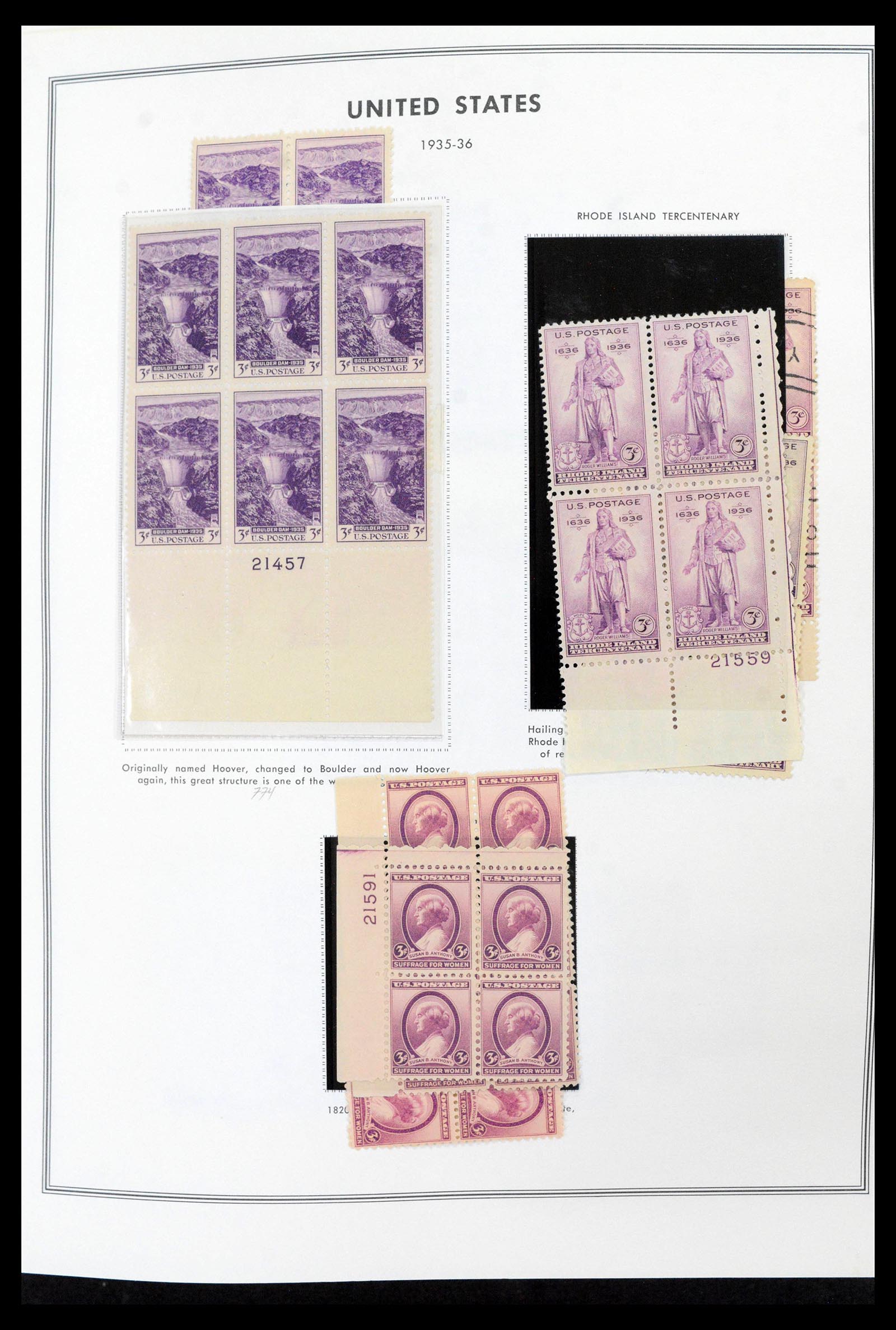 39419 0027 - Stamp collection 39419 USA plateblocs 1919-1980.