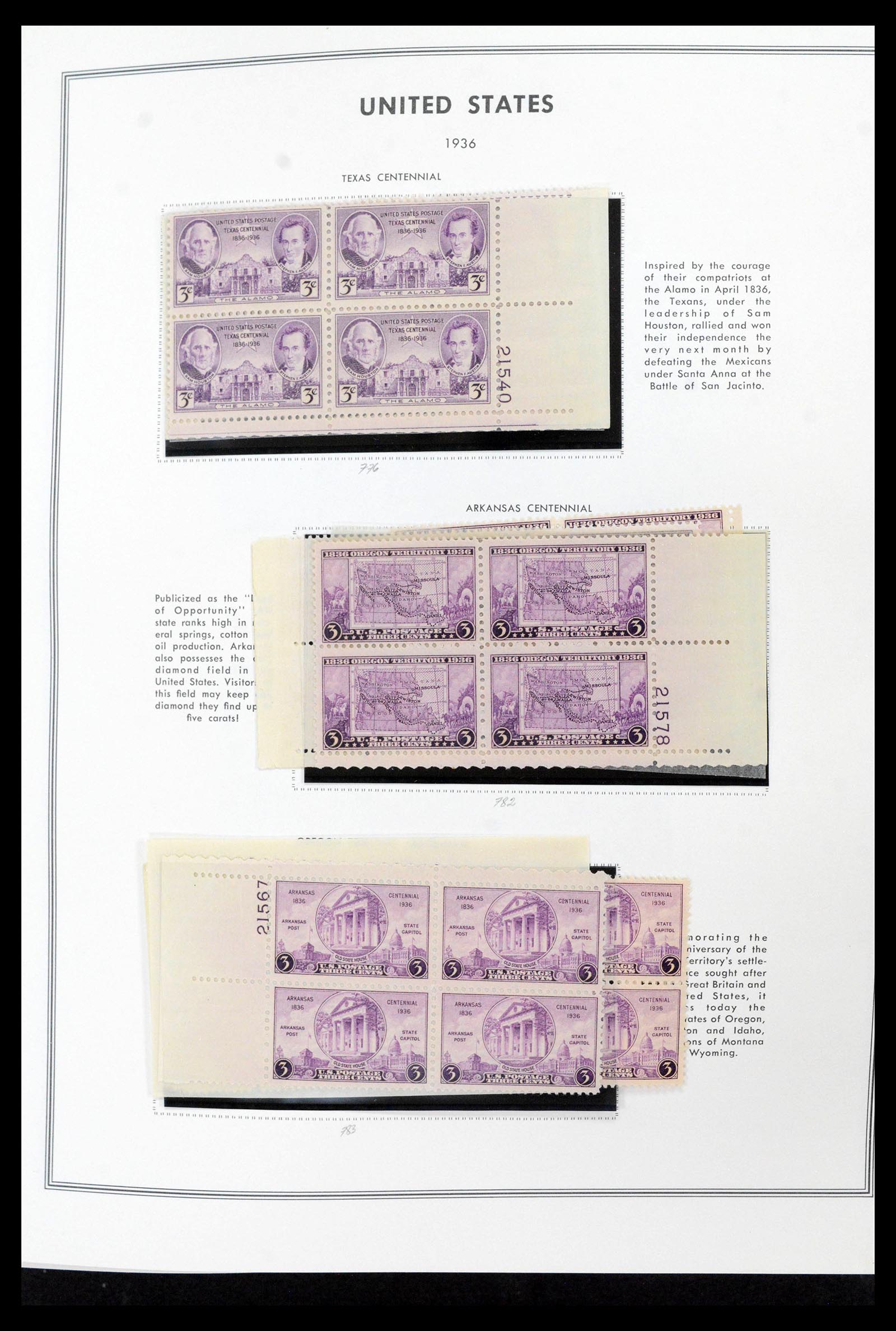 39419 0028 - Stamp collection 39419 USA plateblocs 1919-1980.