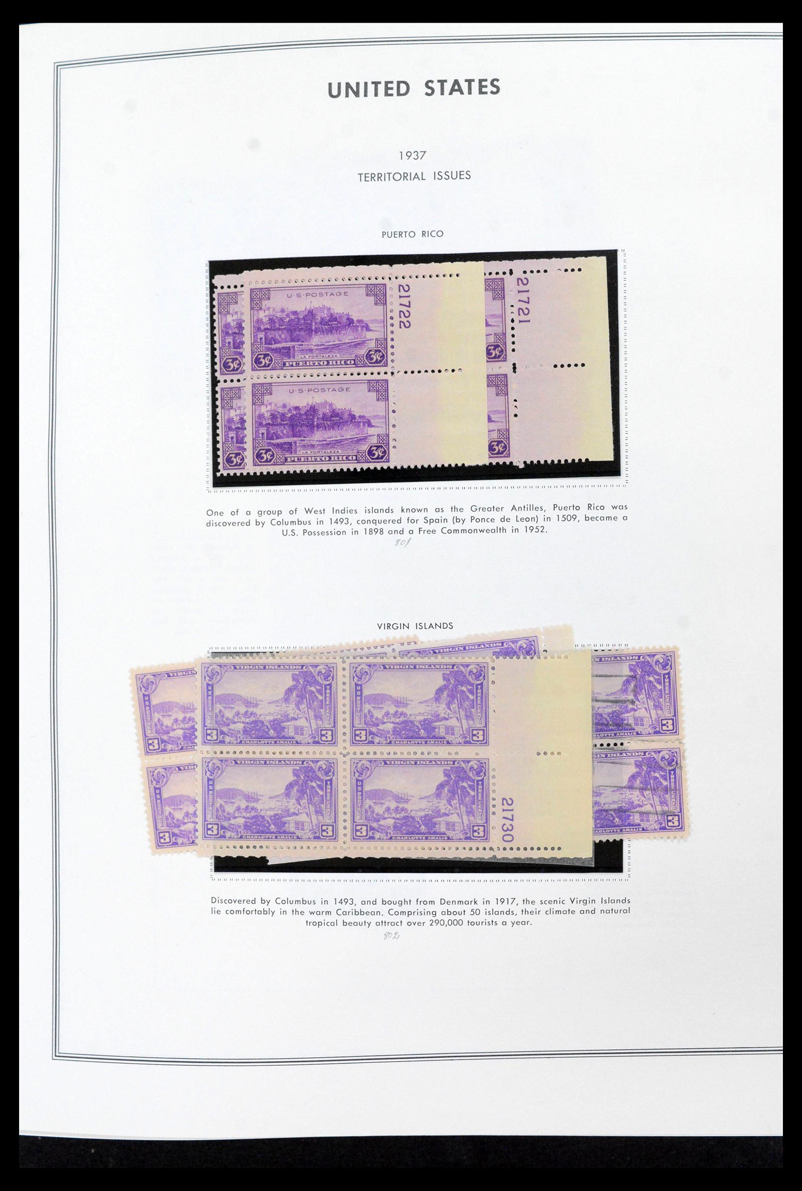 39419 0034 - Stamp collection 39419 USA plateblocs 1919-1980.