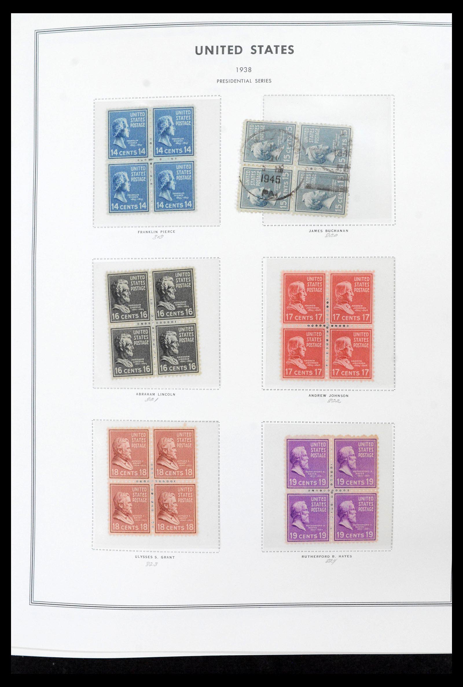 39419 0039 - Stamp collection 39419 USA plateblocs 1919-1980.