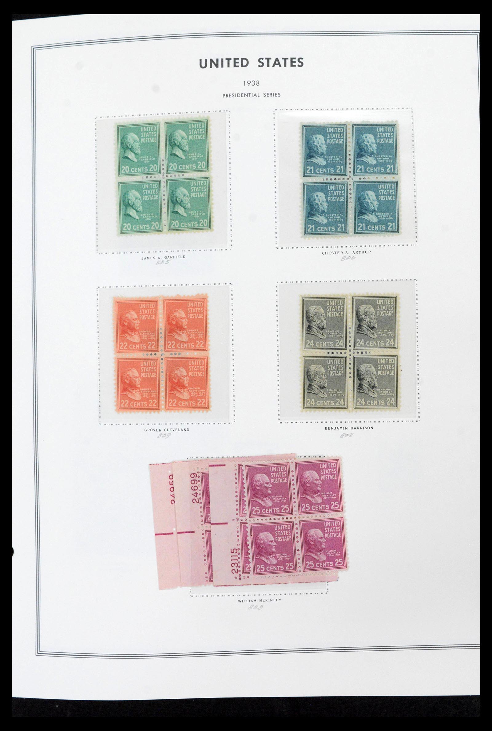 39419 0040 - Stamp collection 39419 USA plateblocs 1919-1980.