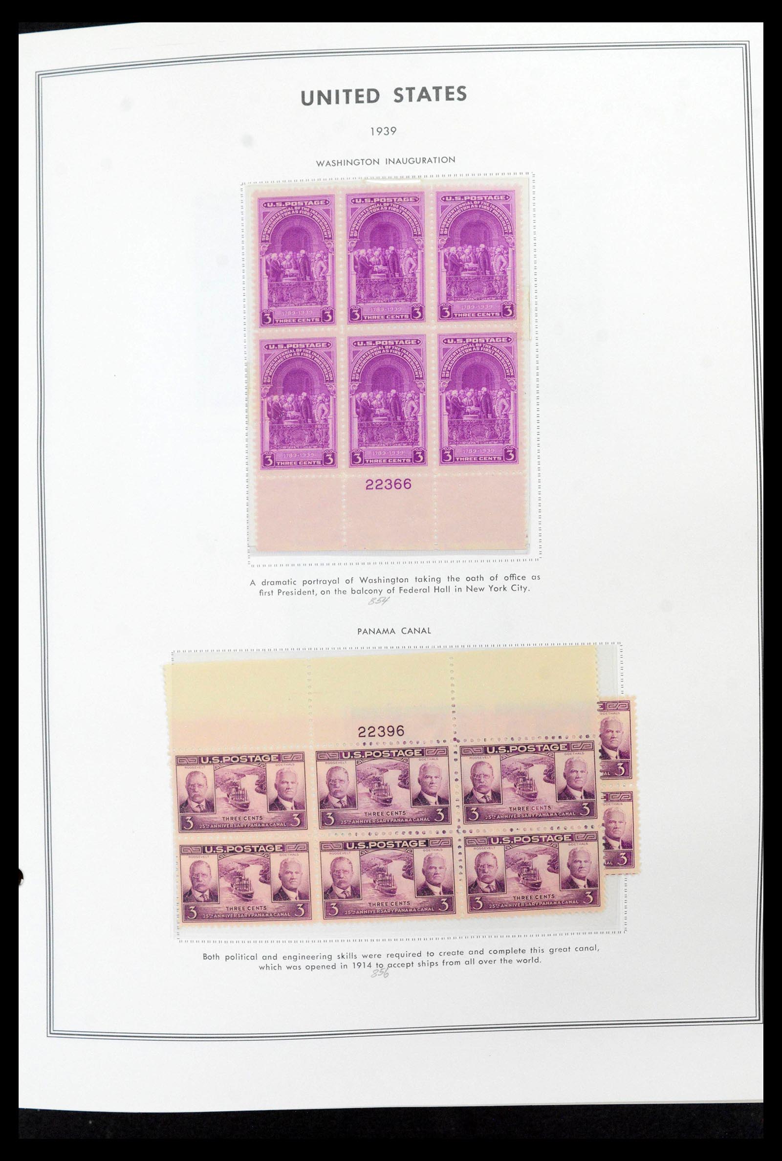 39419 0044 - Stamp collection 39419 USA plateblocs 1919-1980.