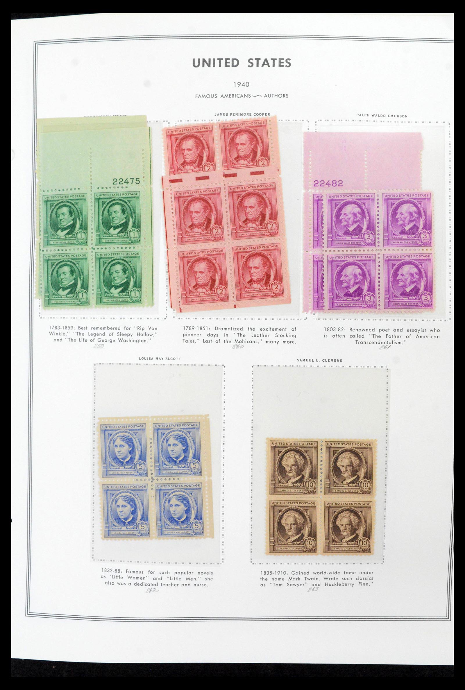 39419 0046 - Stamp collection 39419 USA plateblocs 1919-1980.