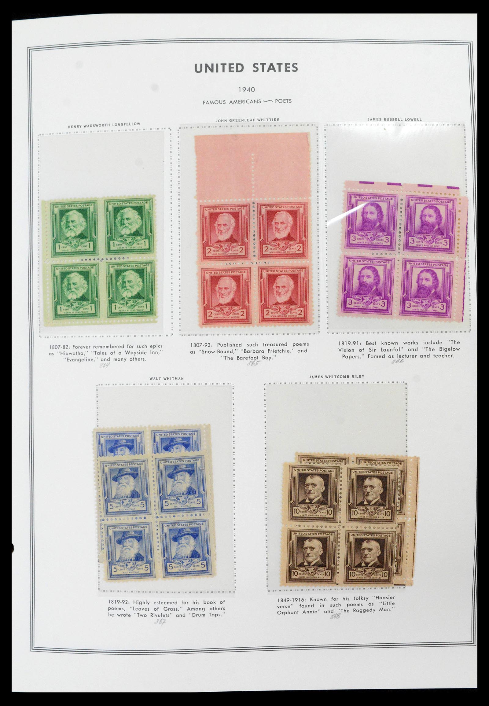 39419 0047 - Stamp collection 39419 USA plateblocs 1919-1980.