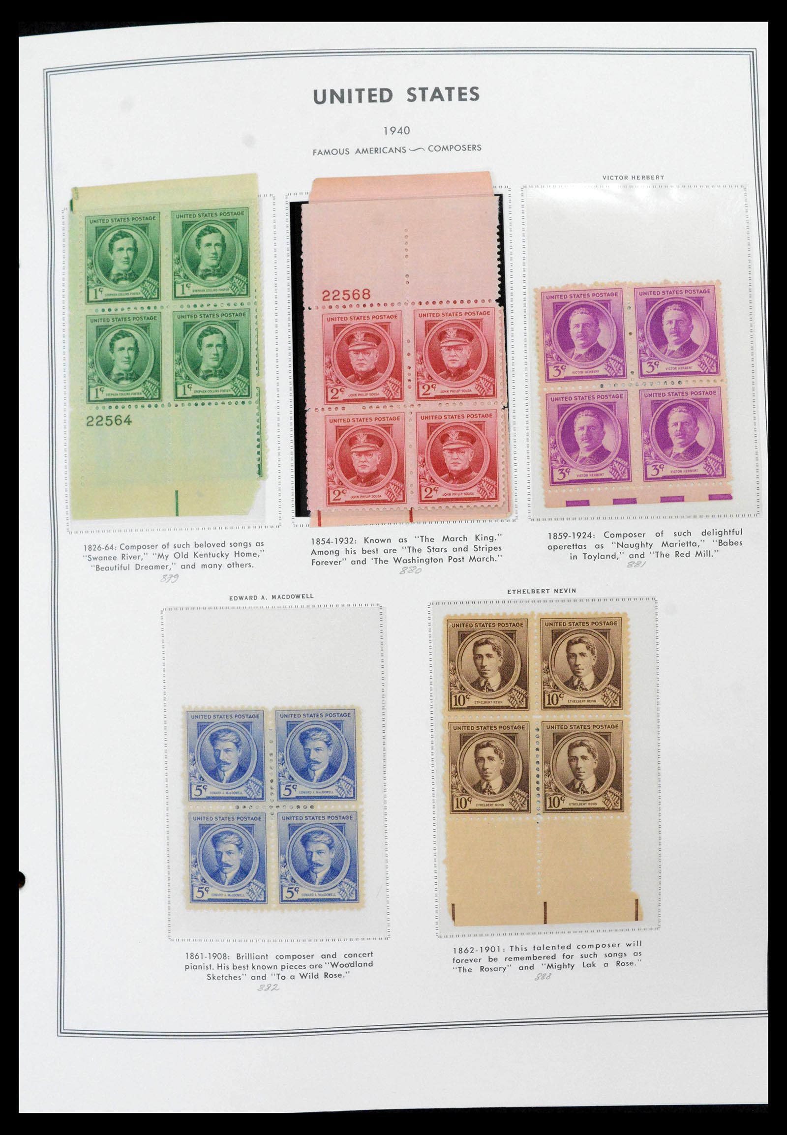 39419 0050 - Stamp collection 39419 USA plateblocs 1919-1980.