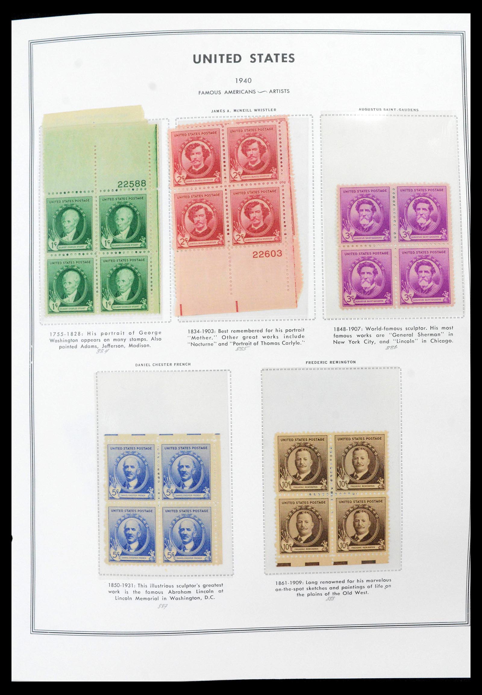 39419 0051 - Stamp collection 39419 USA plateblocs 1919-1980.