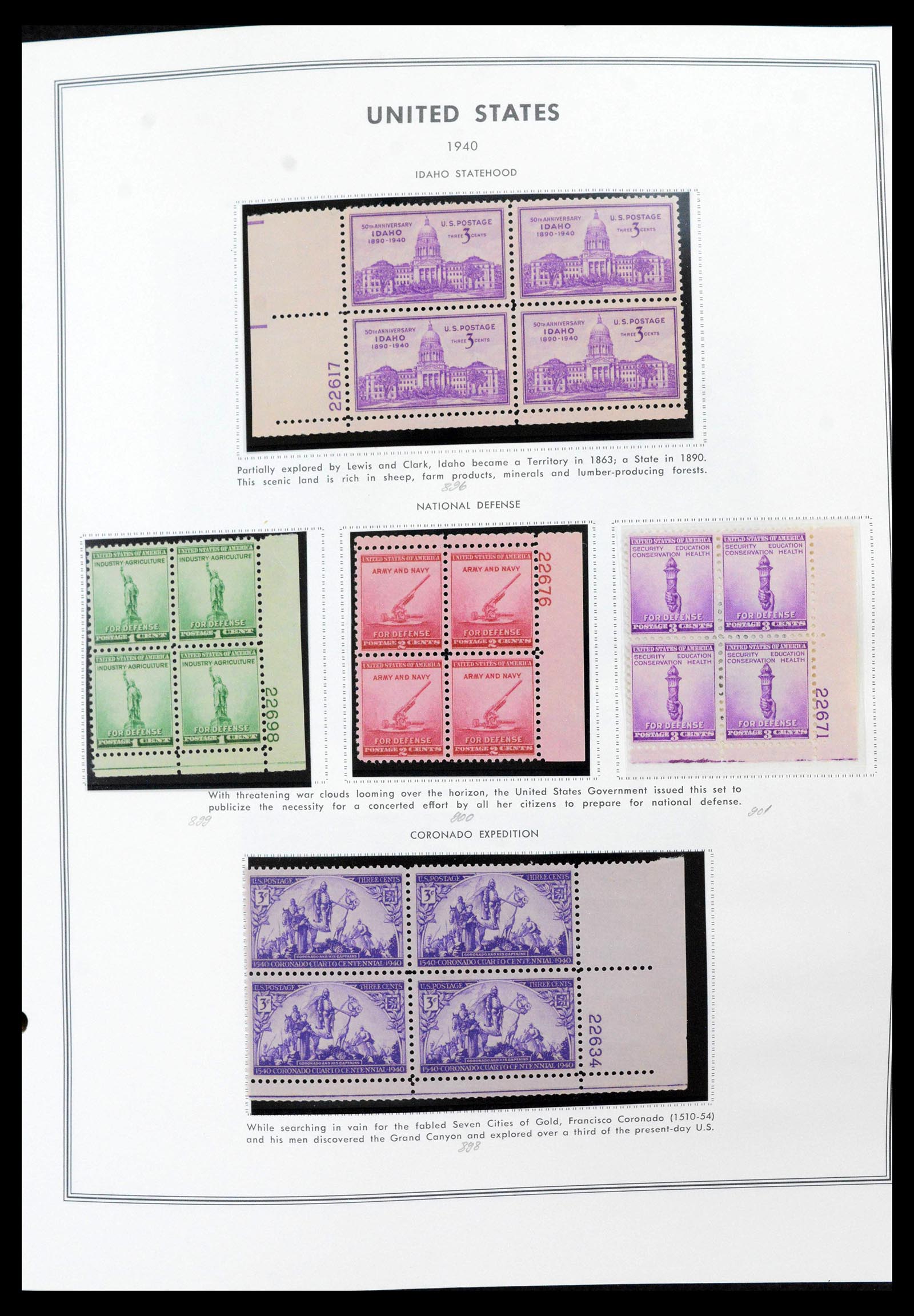 39419 0054 - Stamp collection 39419 USA plateblocs 1919-1980.