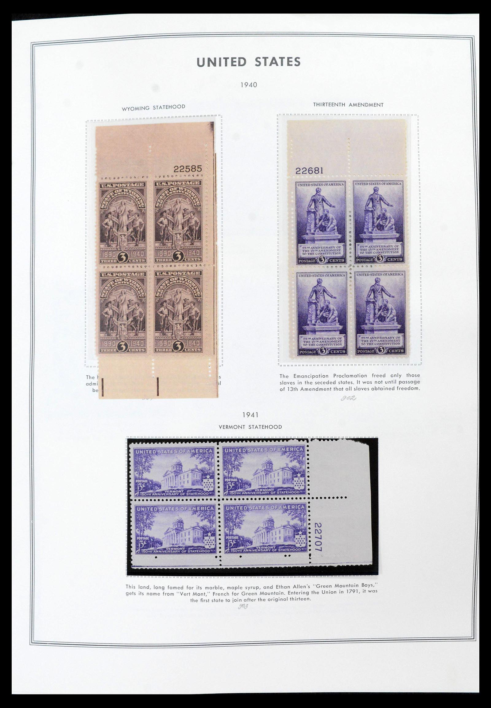 39419 0055 - Stamp collection 39419 USA plateblocs 1919-1980.