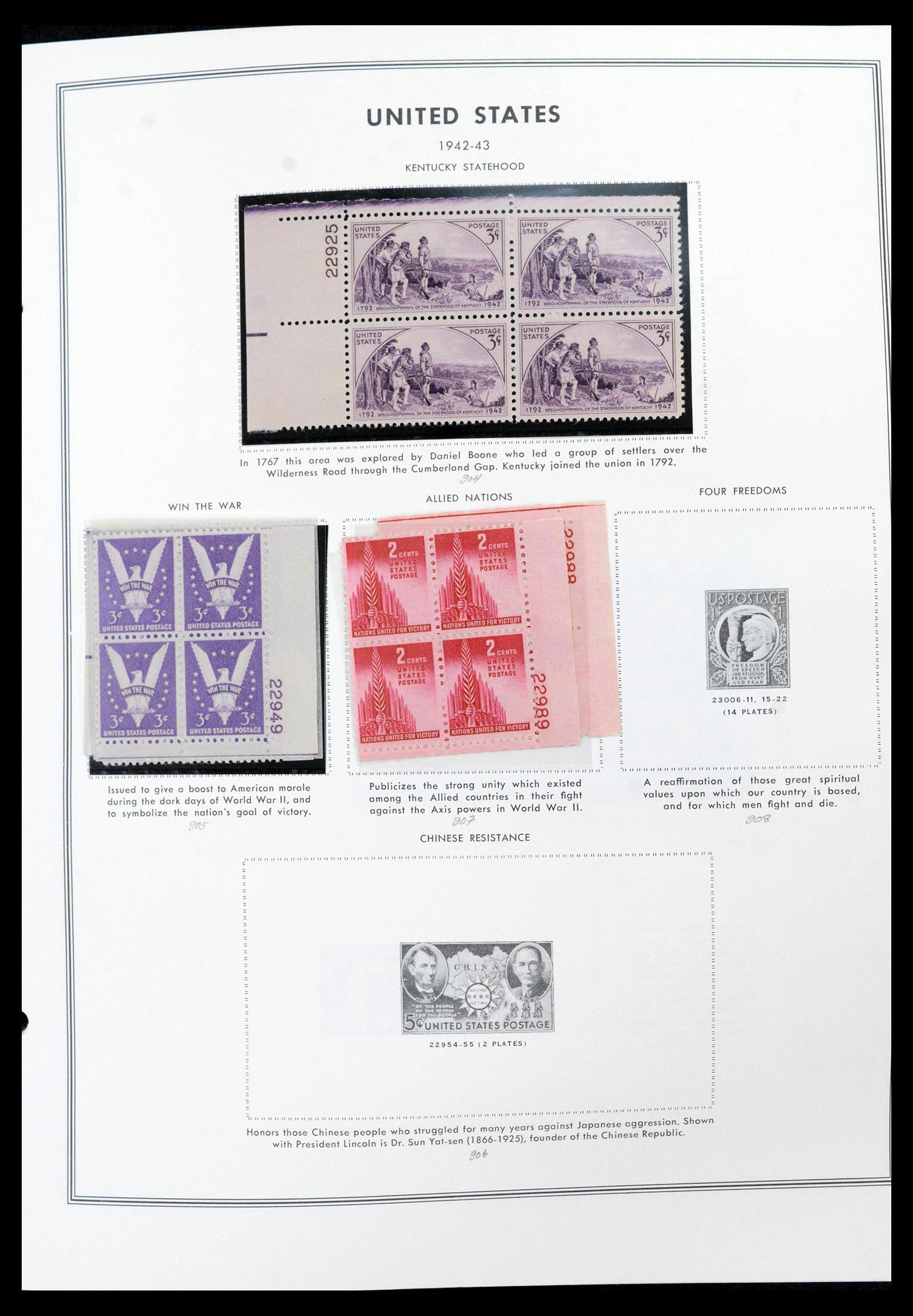 39419 0056 - Stamp collection 39419 USA plateblocs 1919-1980.