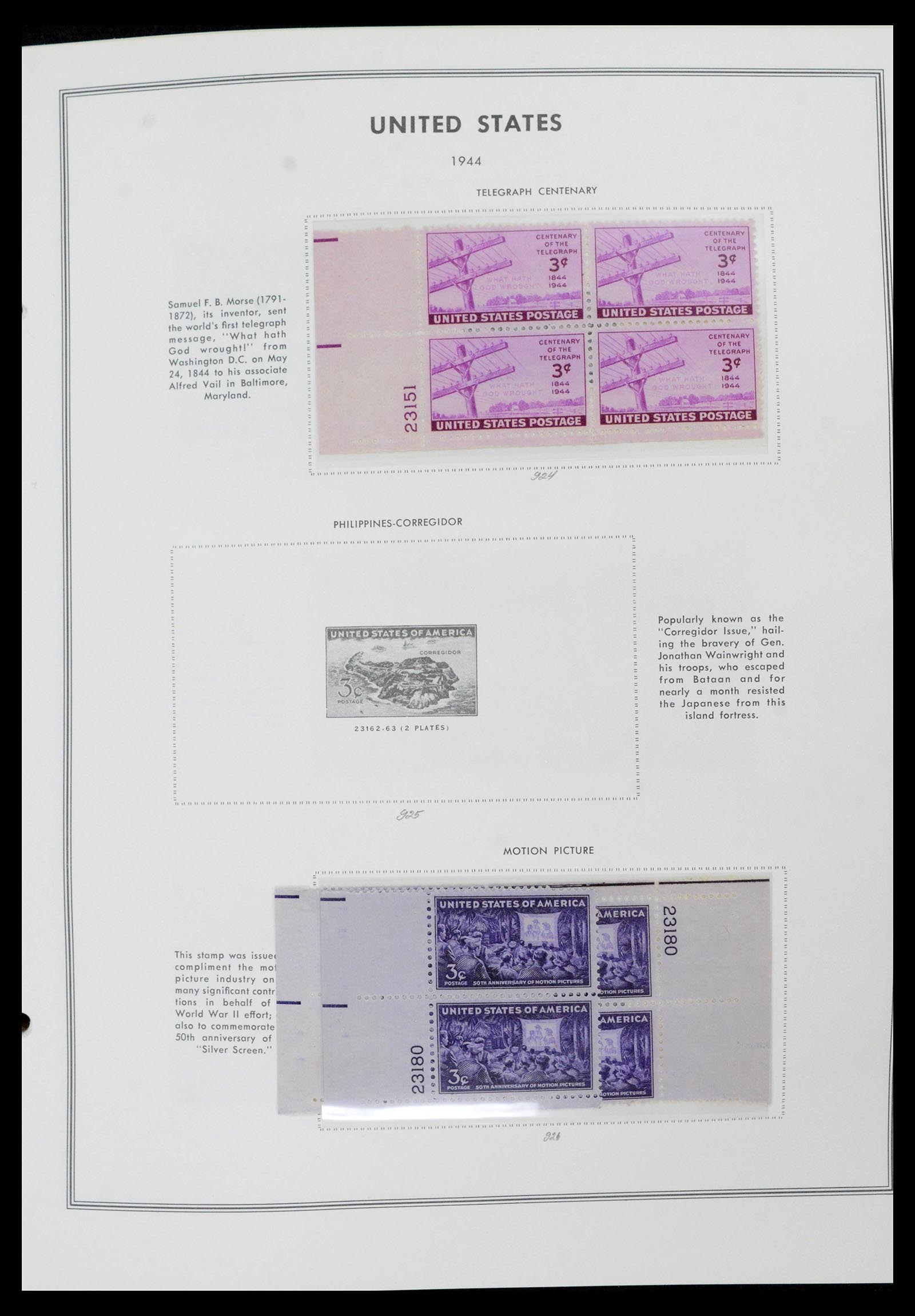 39419 0060 - Stamp collection 39419 USA plateblocs 1919-1980.