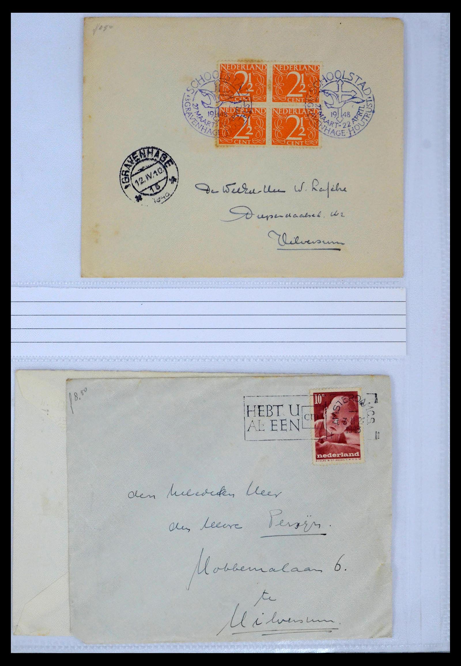 39429 0098 - Postzegelverzameling 39429 Nederland brieven 1821-1955.