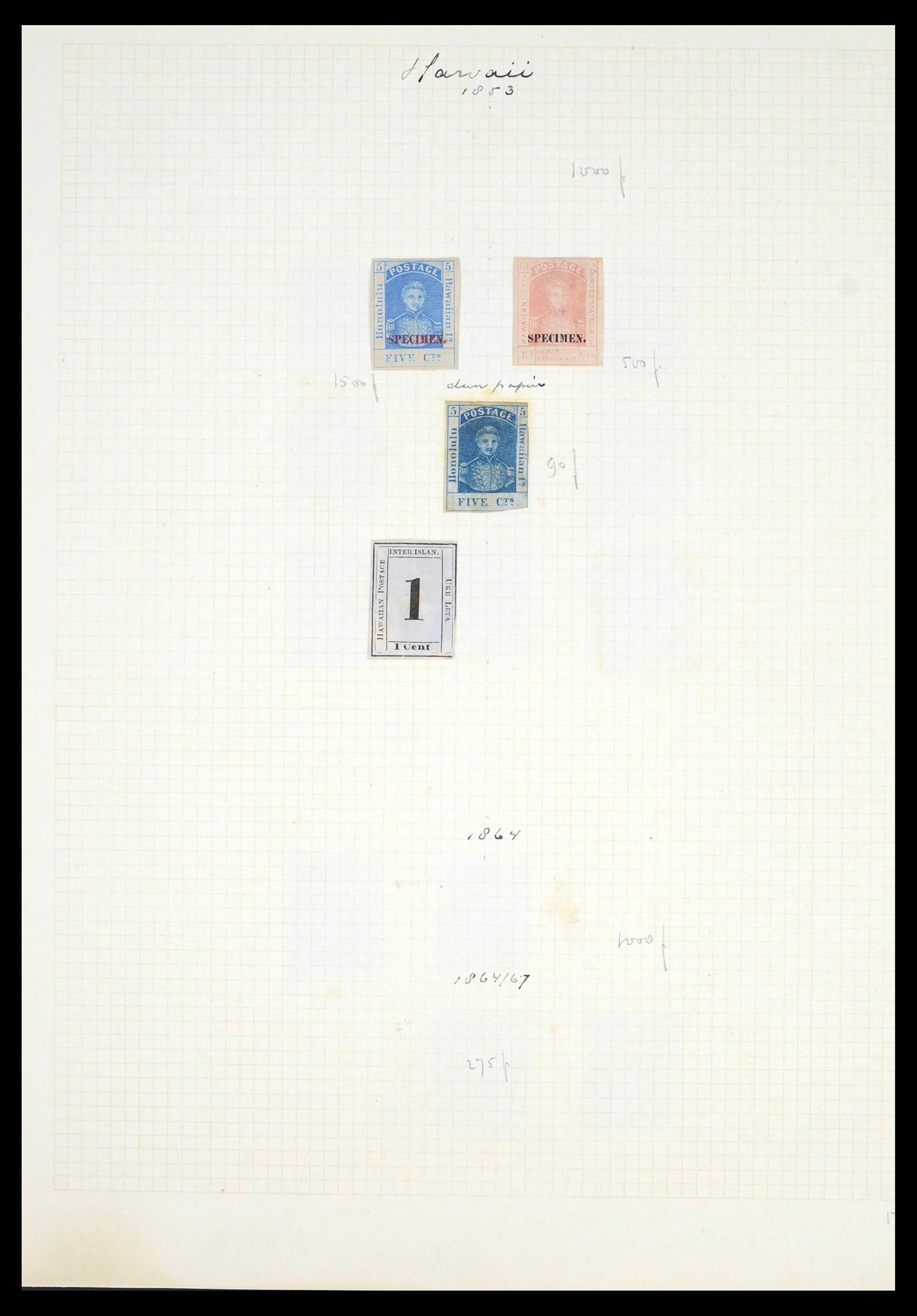 39454 0001 - Stamp collection 39454 Hawaii 1853-1896.