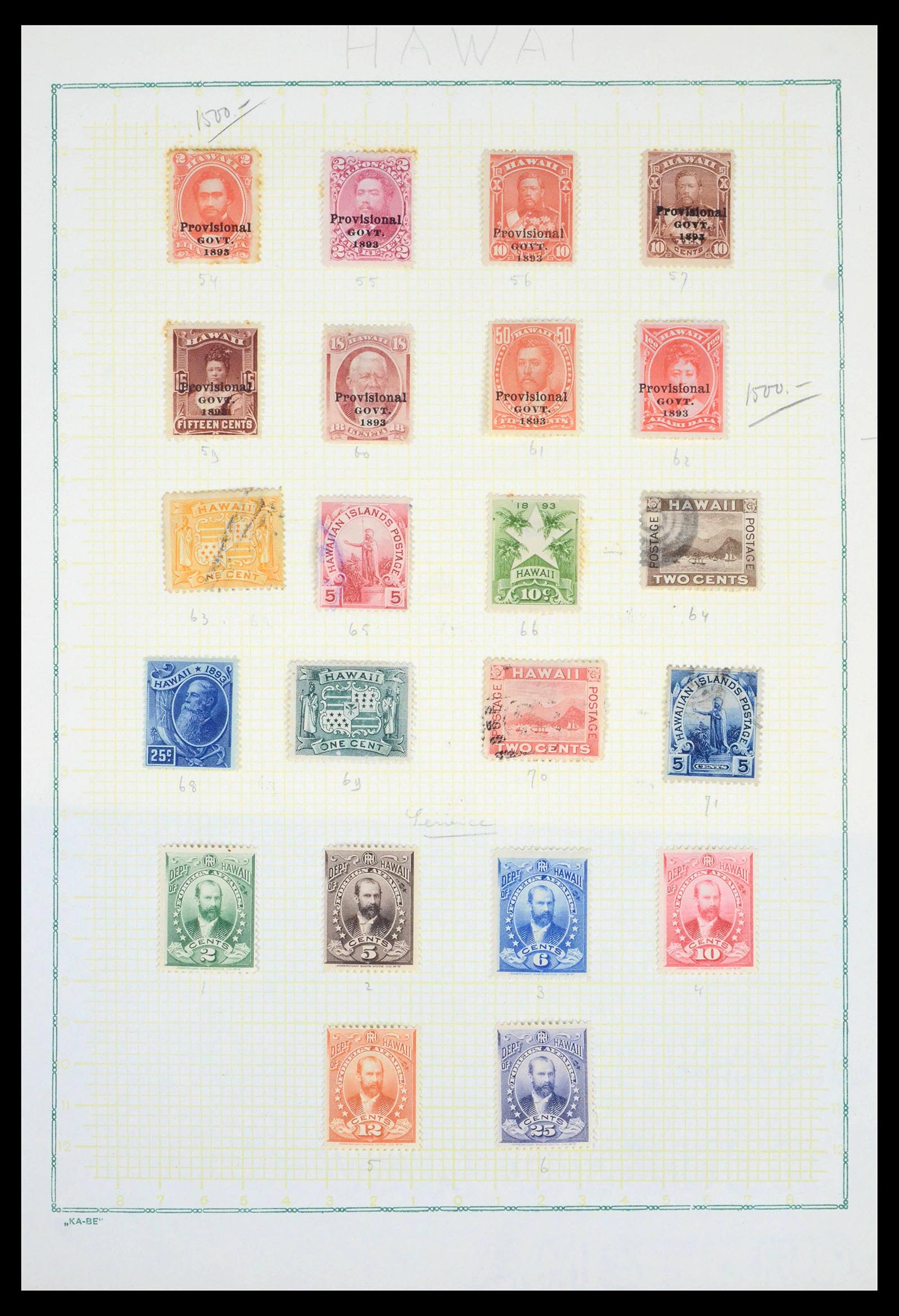 39454 0006 - Stamp collection 39454 Hawaii 1853-1896.