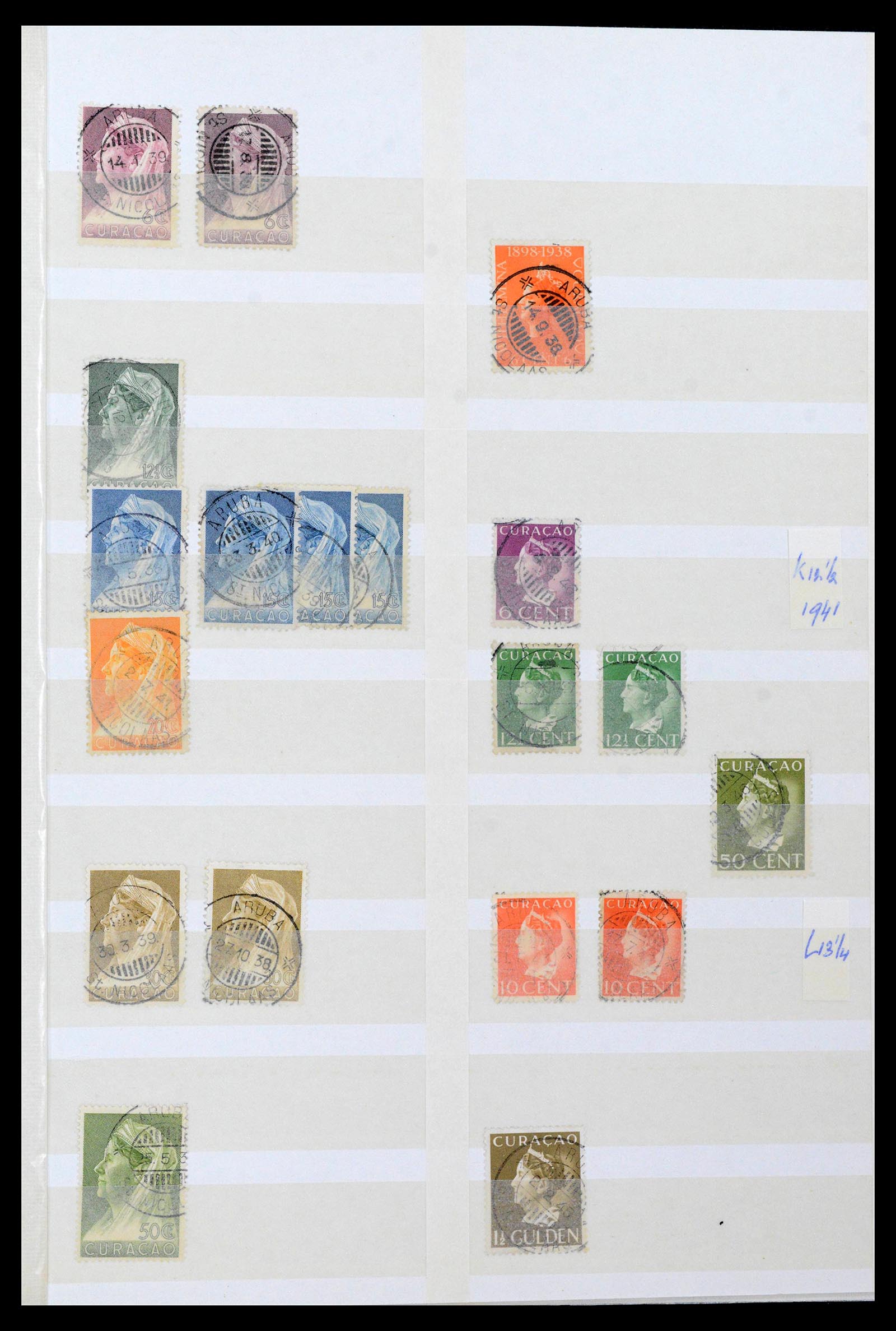 39541 0012 - Postzegelverzameling 39541 Curaçao/Antillen stempels 1873-1970.