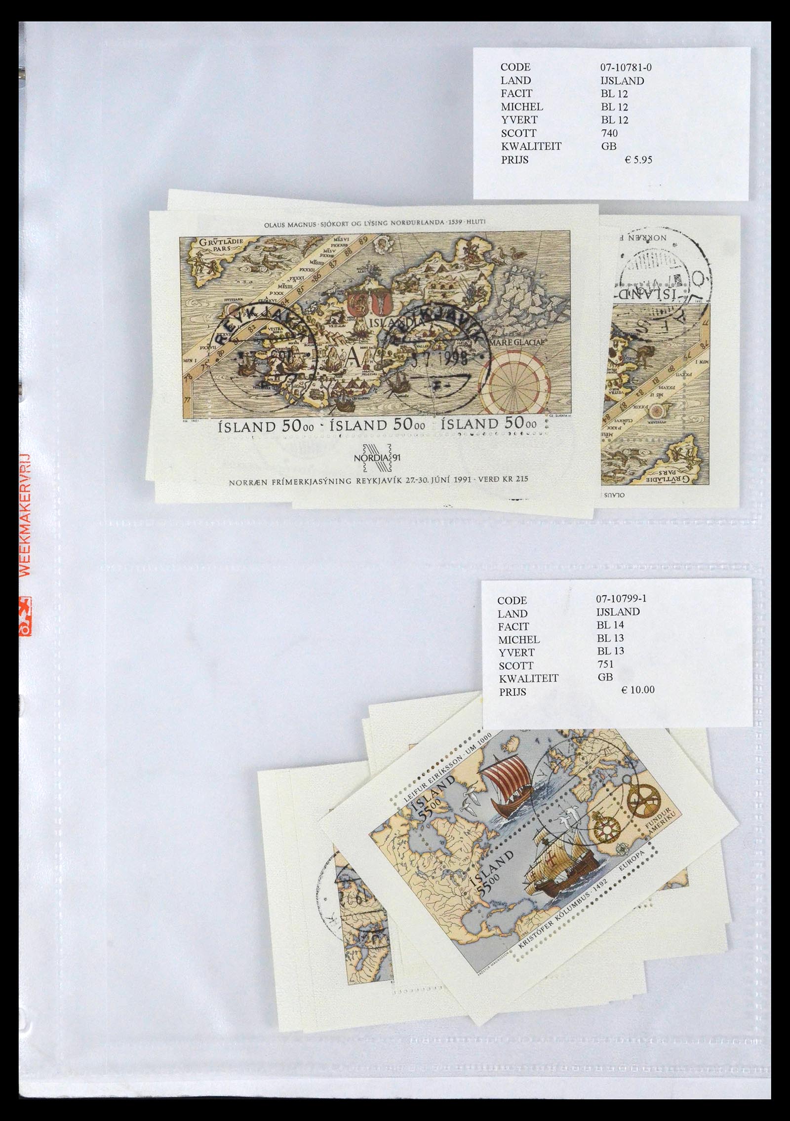 39597 0098 - Stamp collection 39597 Scandinavia souvenir sheets.