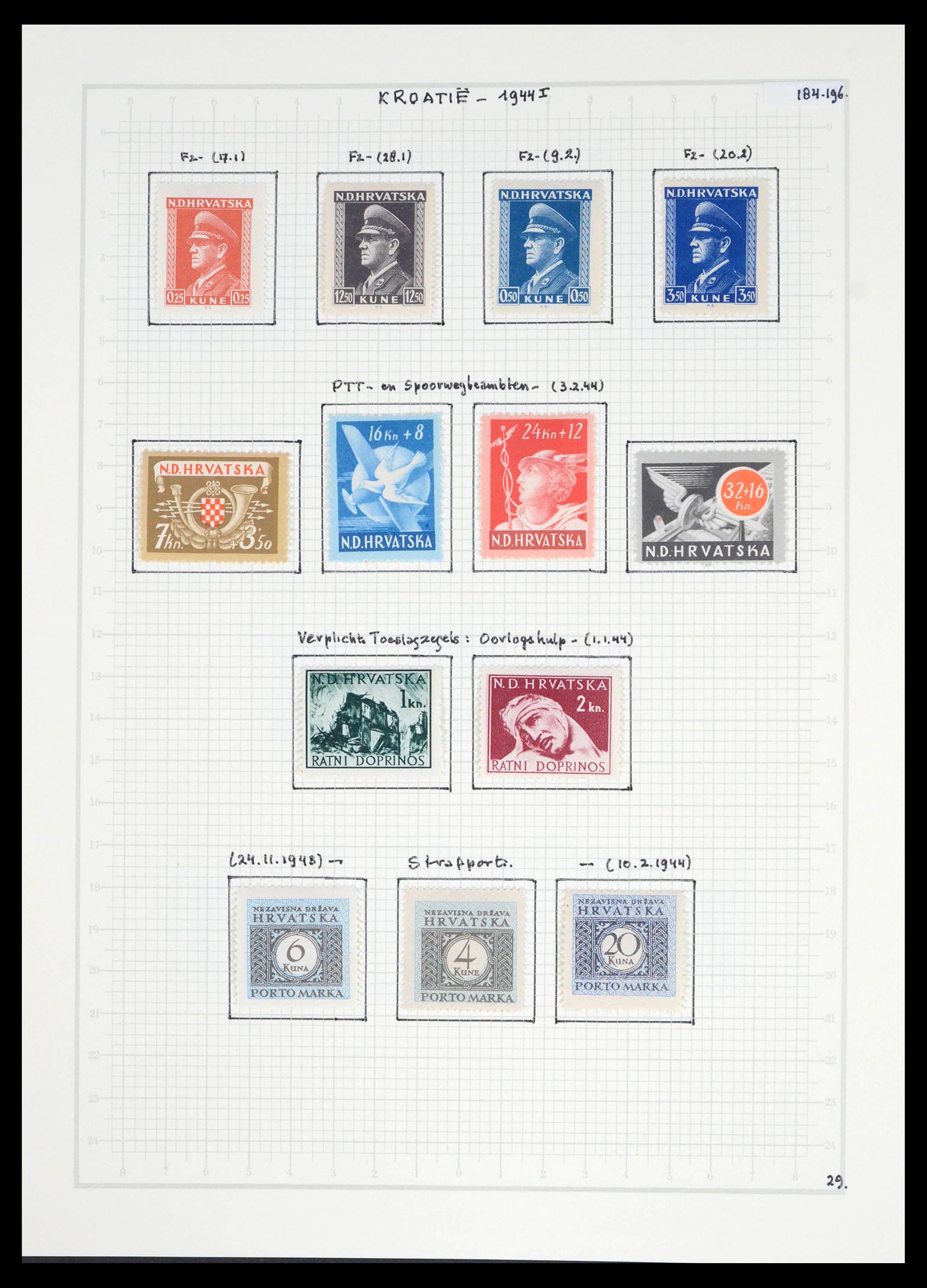 39610 0020 - Postzegelverzameling 39610 Kroatië 1941-1945.