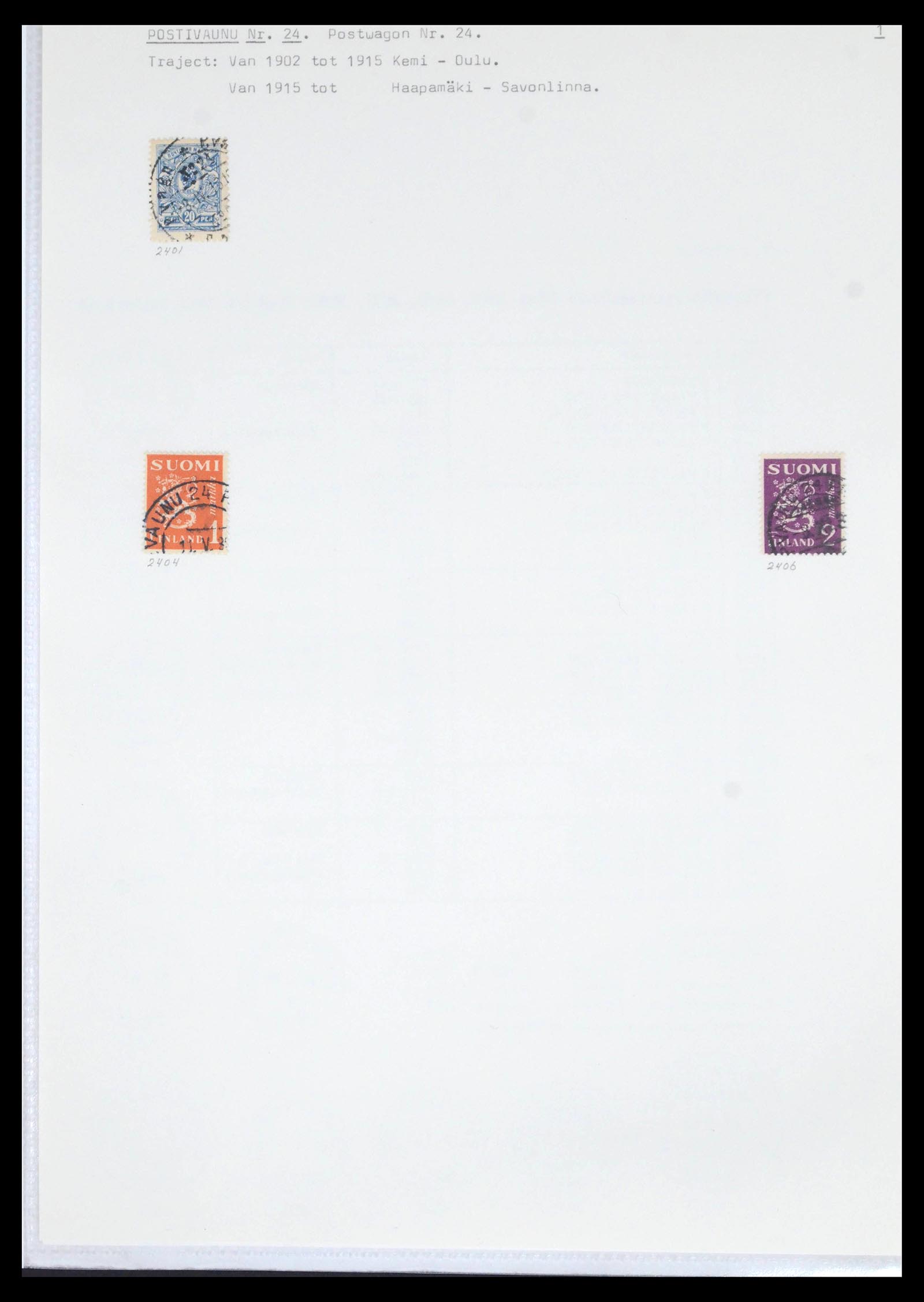 39664 0067 - Stamp collection 39664 Finland train cancels 1870-1970.