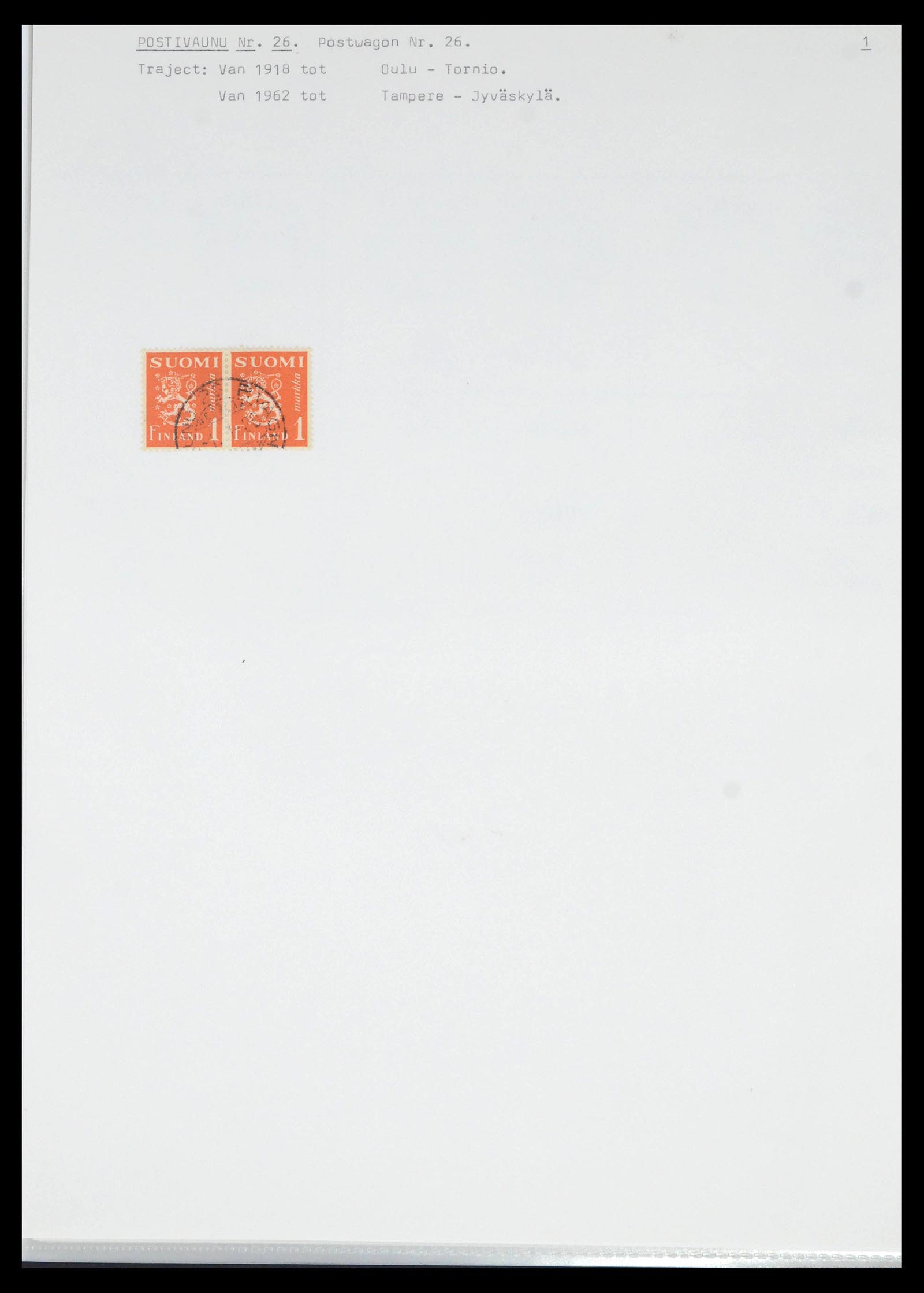 39664 0068 - Stamp collection 39664 Finland train cancels 1870-1970.