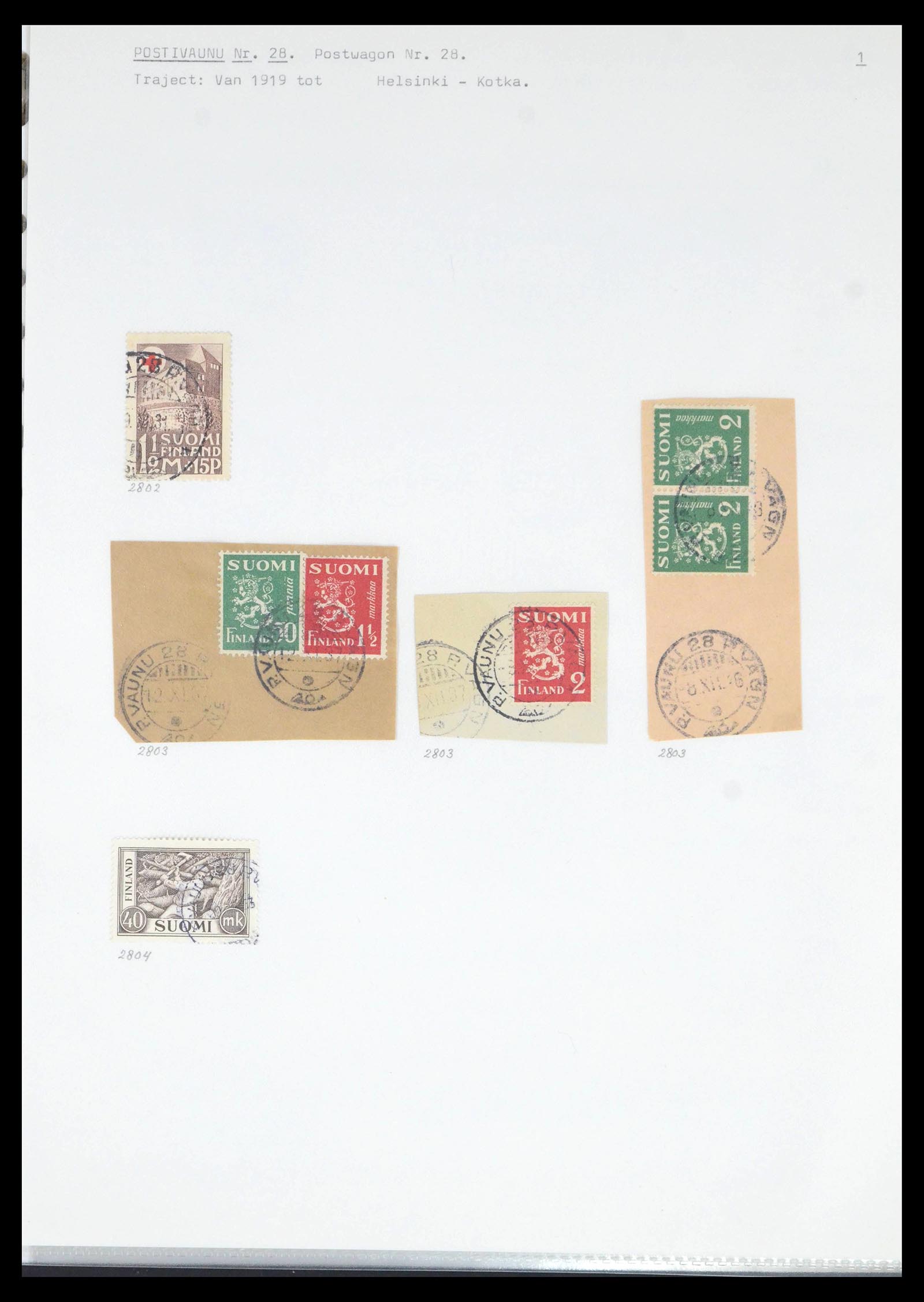 39664 0070 - Stamp collection 39664 Finland train cancels 1870-1970.