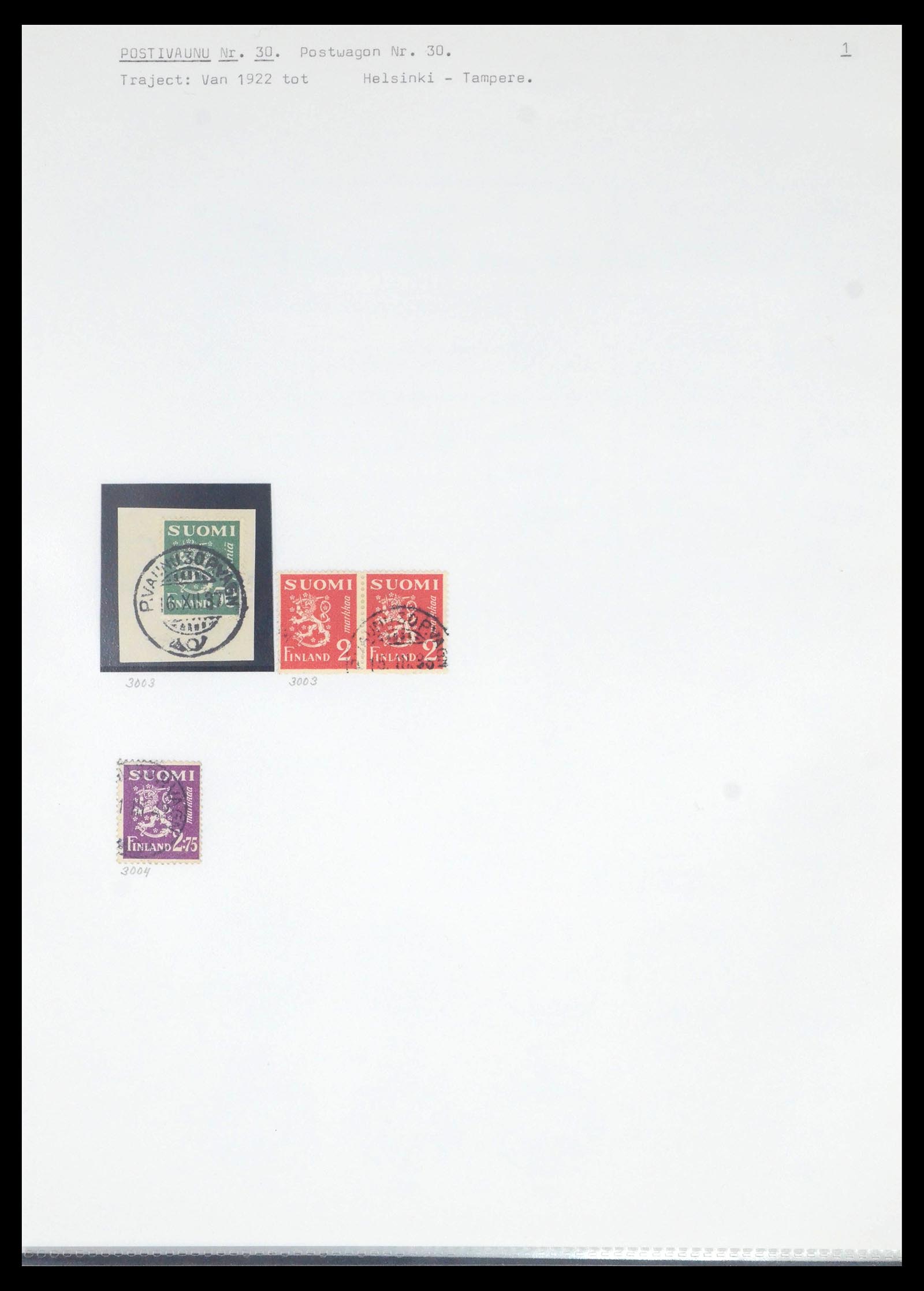 39664 0073 - Stamp collection 39664 Finland train cancels 1870-1970.