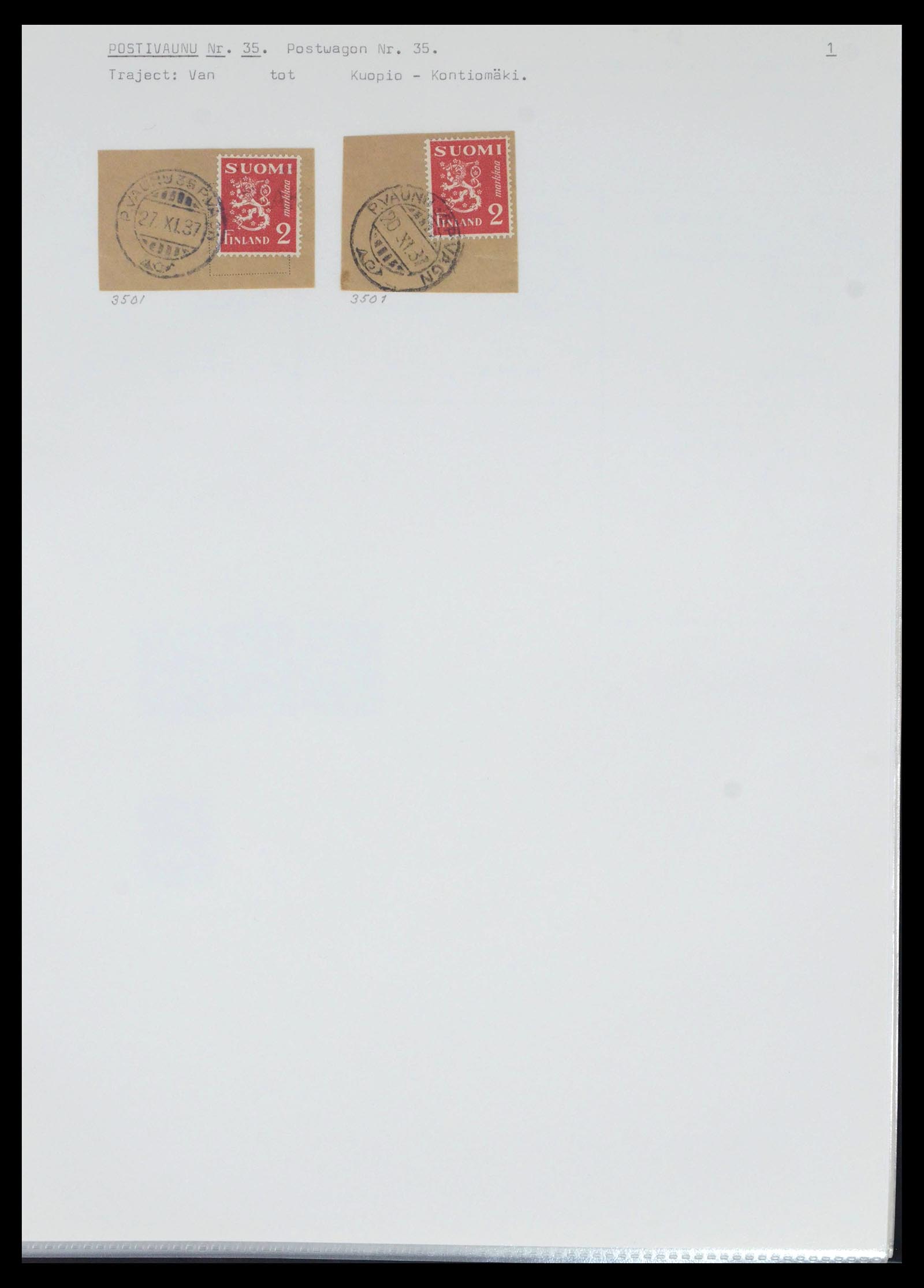 39664 0076 - Stamp collection 39664 Finland train cancels 1870-1970.