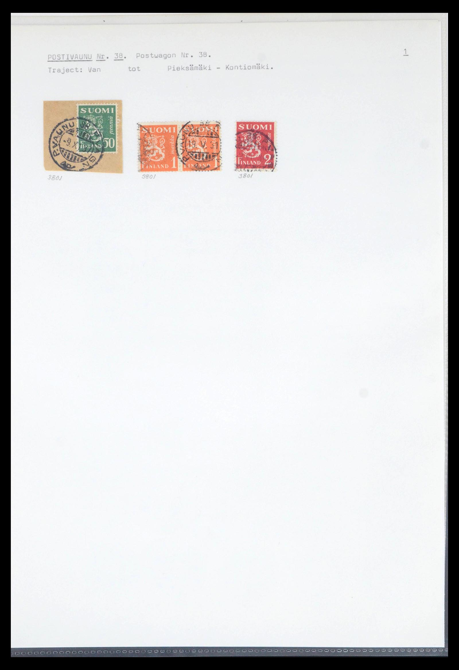 39664 0081 - Stamp collection 39664 Finland train cancels 1870-1970.