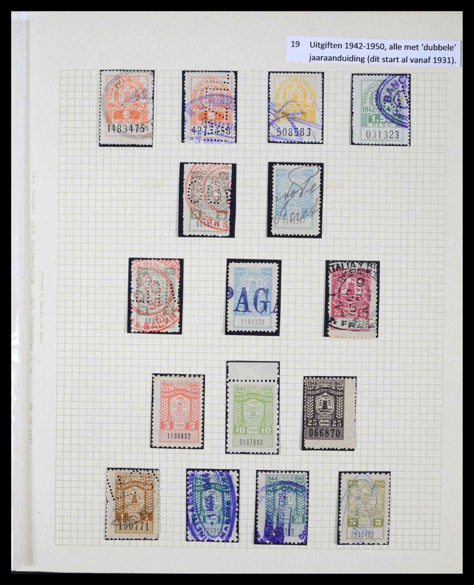 39791 0019 - Stamp collection 39791 Argentina Cordoba fiscal 1888-1960.