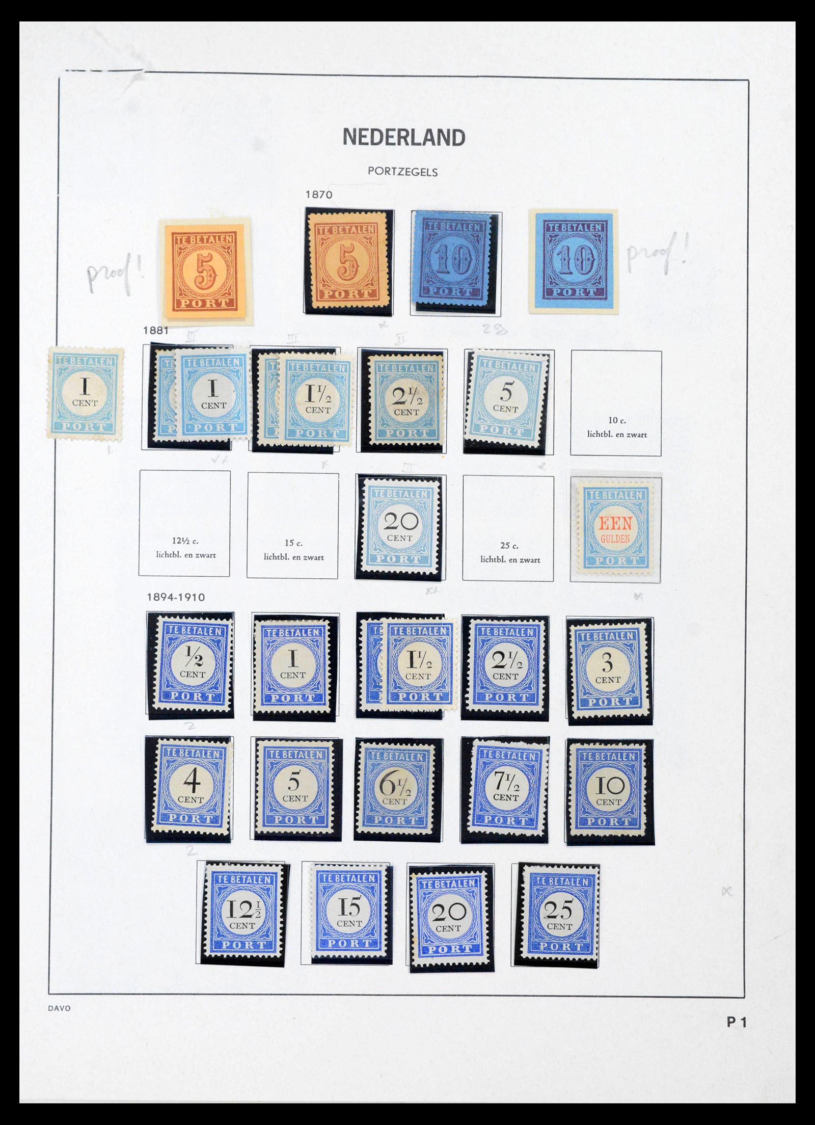 39853 0001 - Stamp collection 39853 Netherlands postage dues 1870-1958.