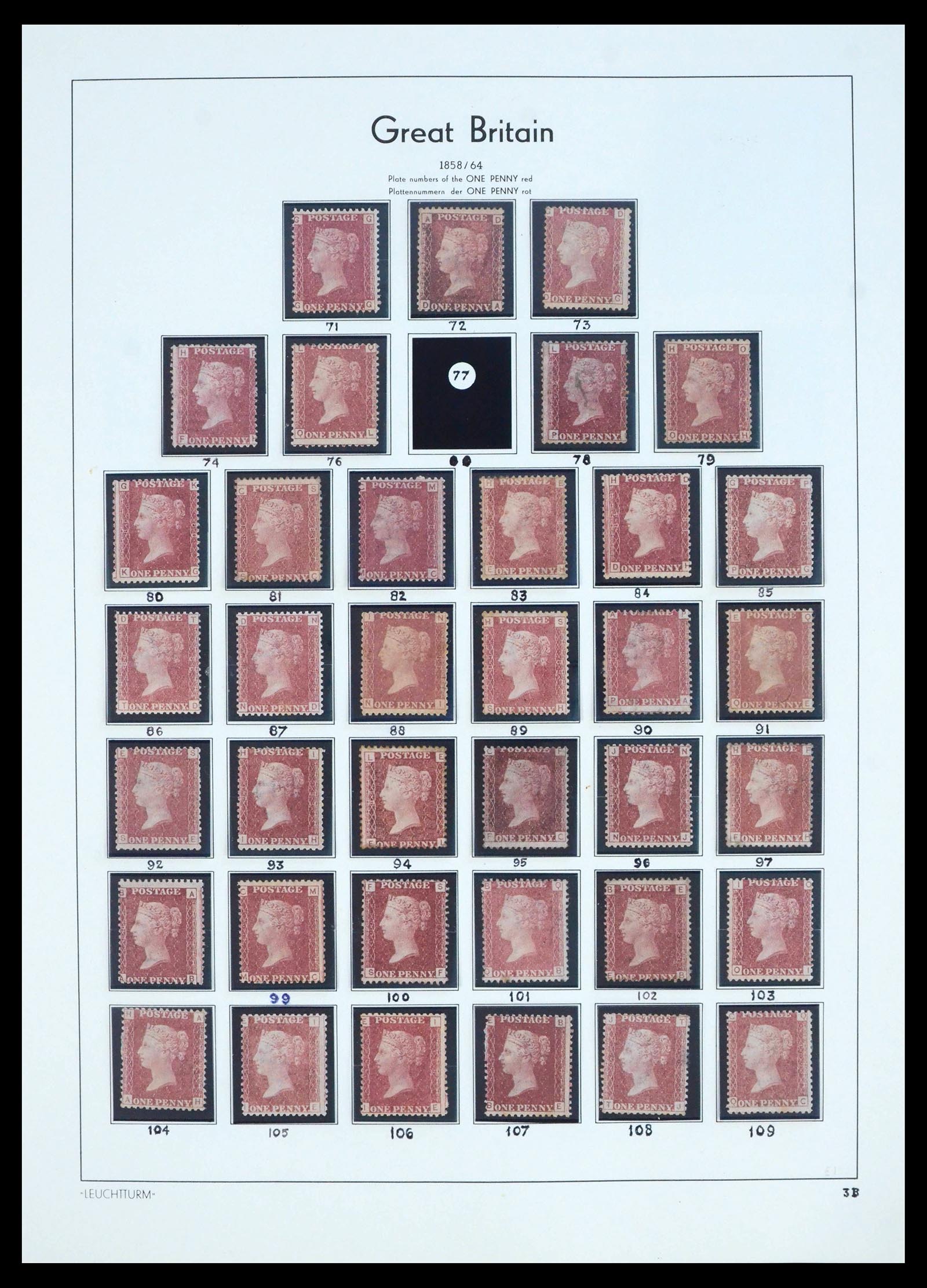 39936 0001 - Stamp collection 39936 Great Britain penny reds 1858-1864.