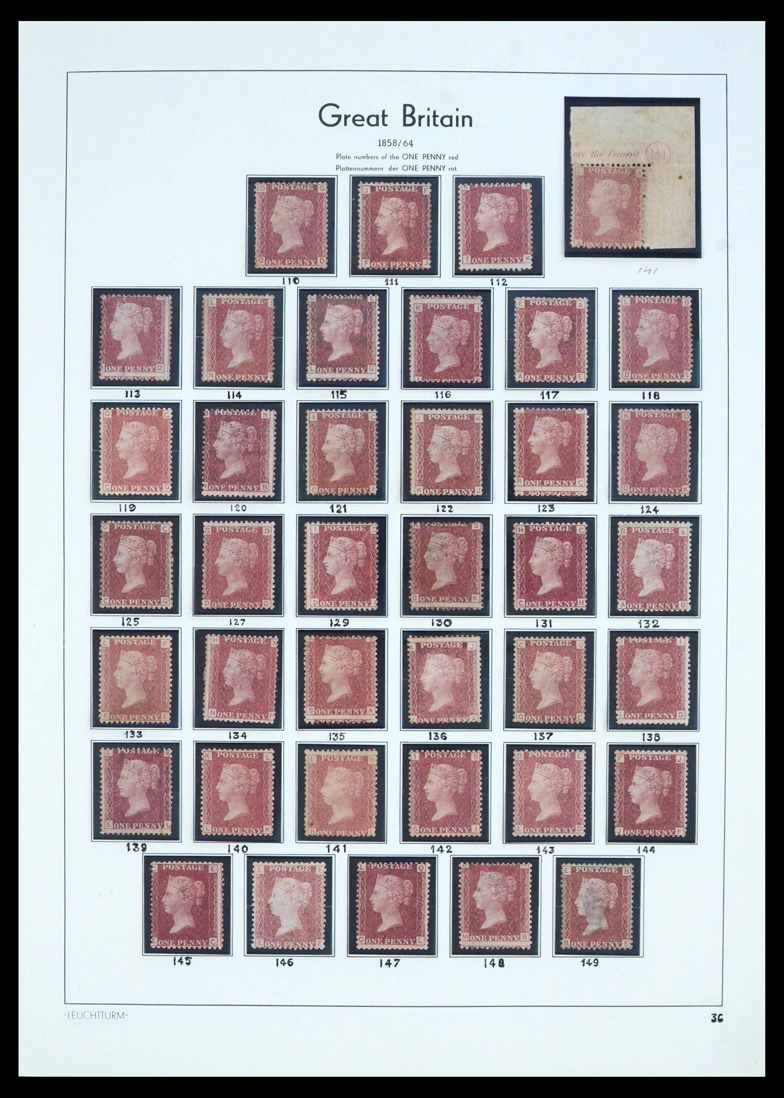 39936 0002 - Stamp collection 39936 Great Britain penny reds 1858-1864.