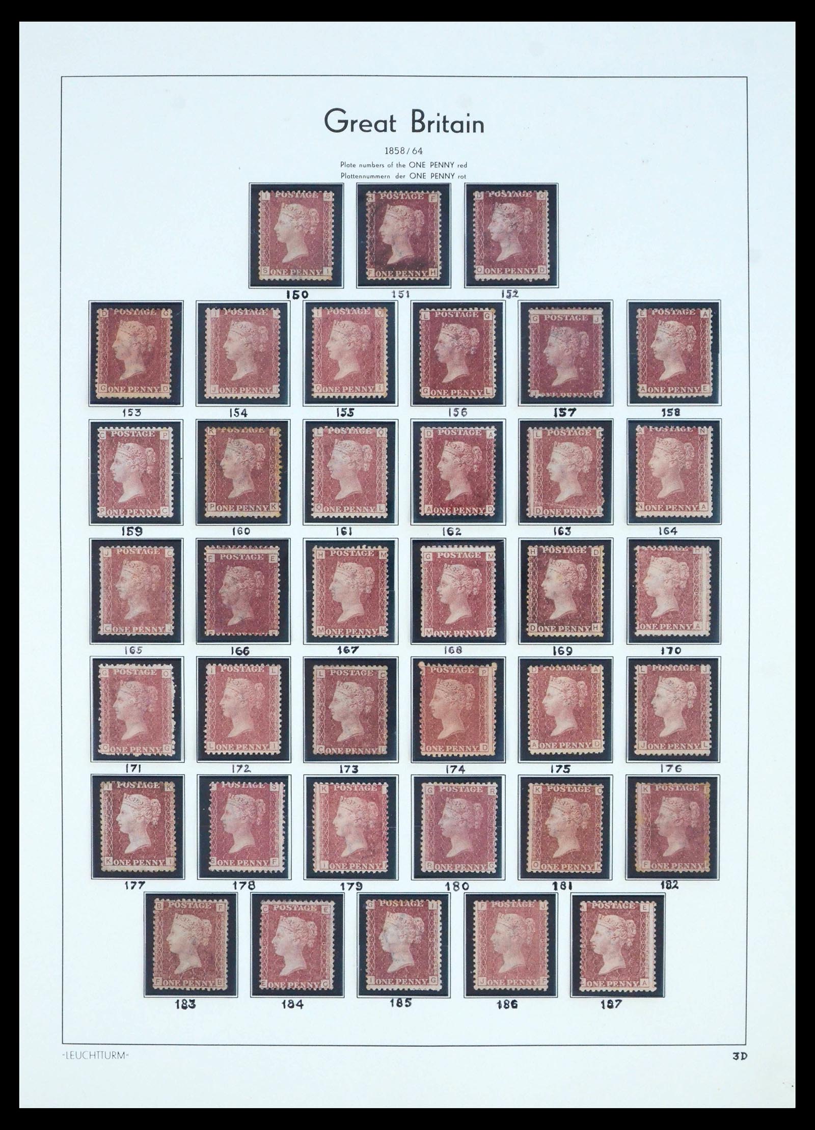 39936 0003 - Stamp collection 39936 Great Britain penny reds 1858-1864.