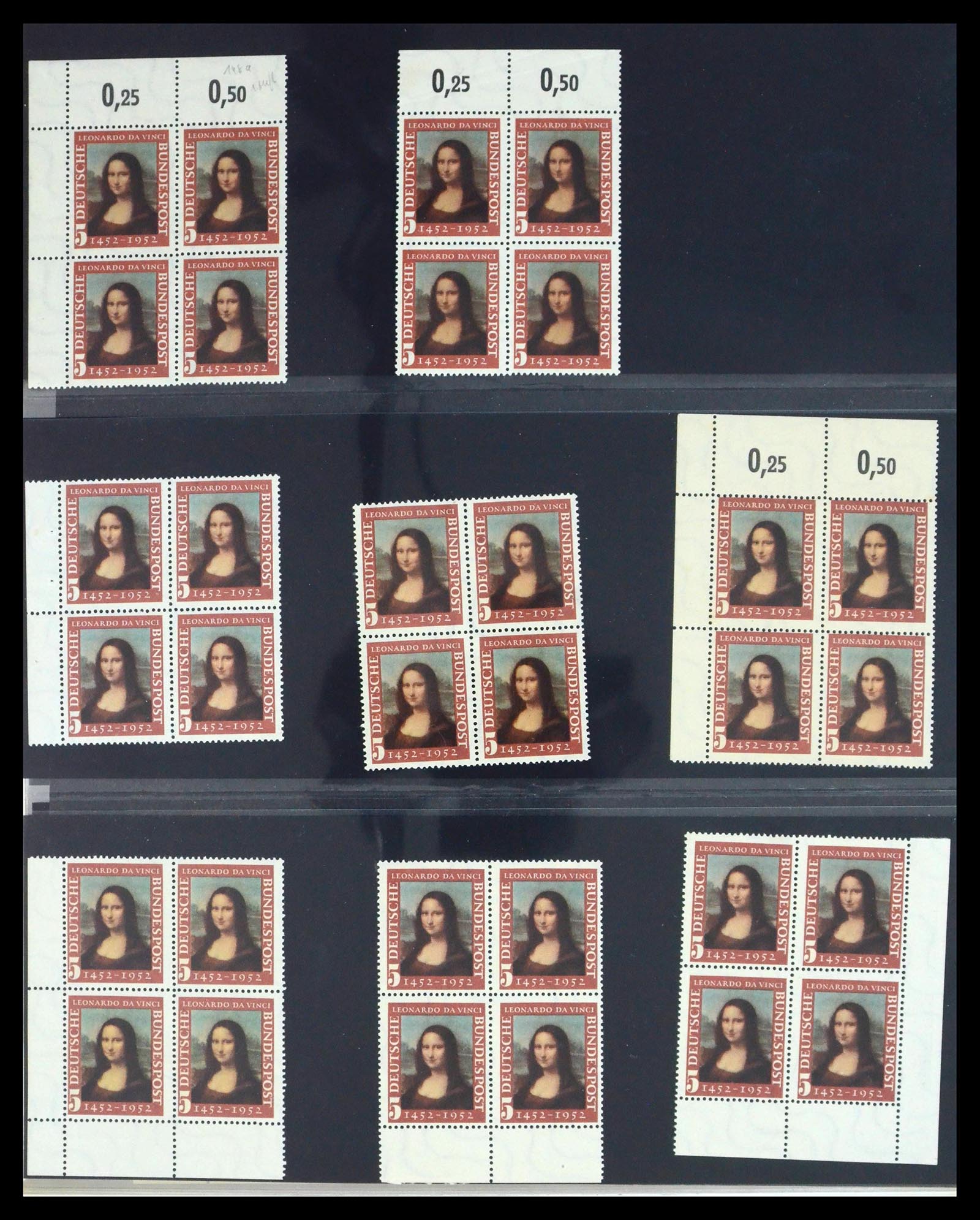 39977 0002 - Stamp collection 39977 Thematic collection Mona Lisa 1952.