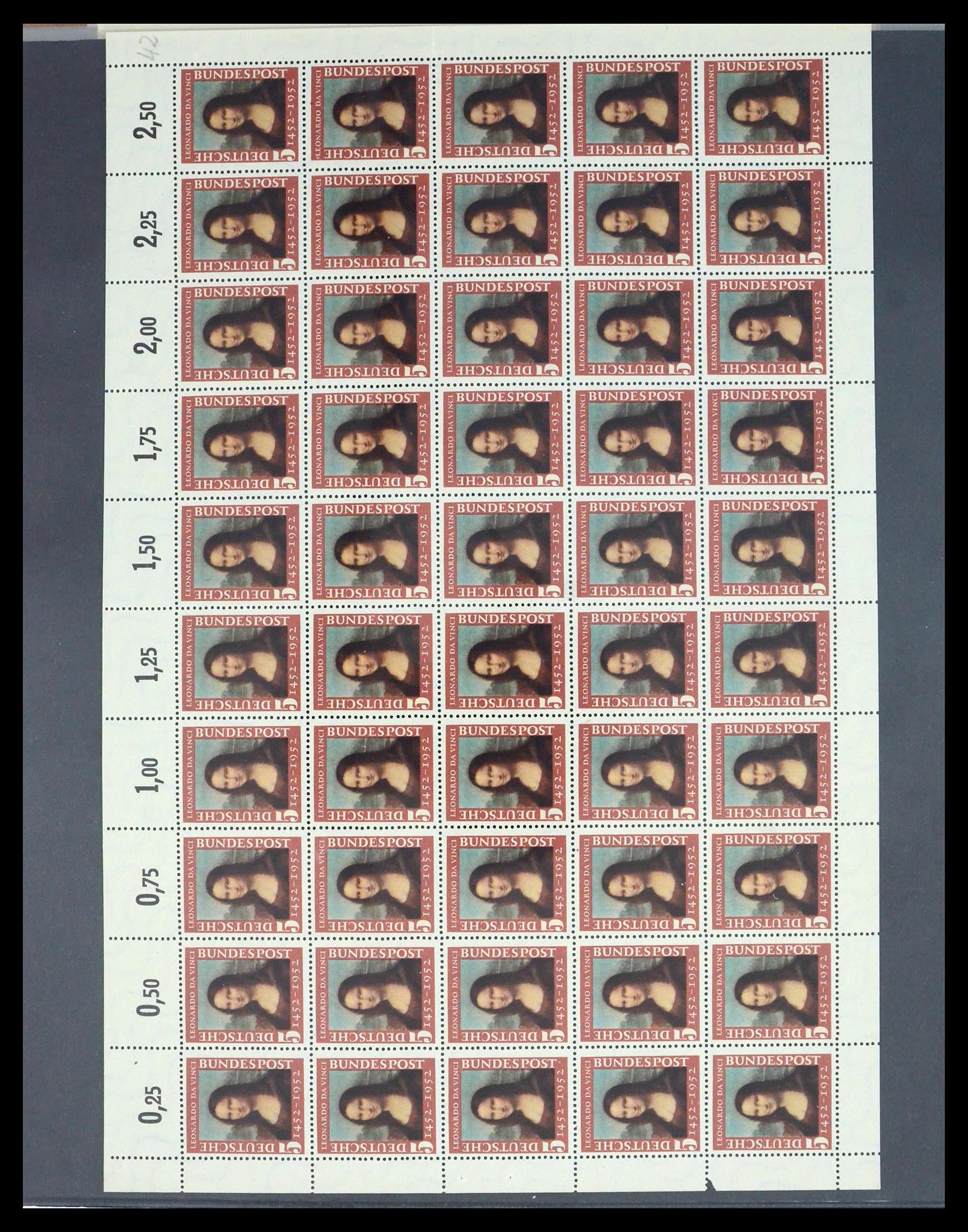 39977 0005 - Stamp collection 39977 Thematic collection Mona Lisa 1952.