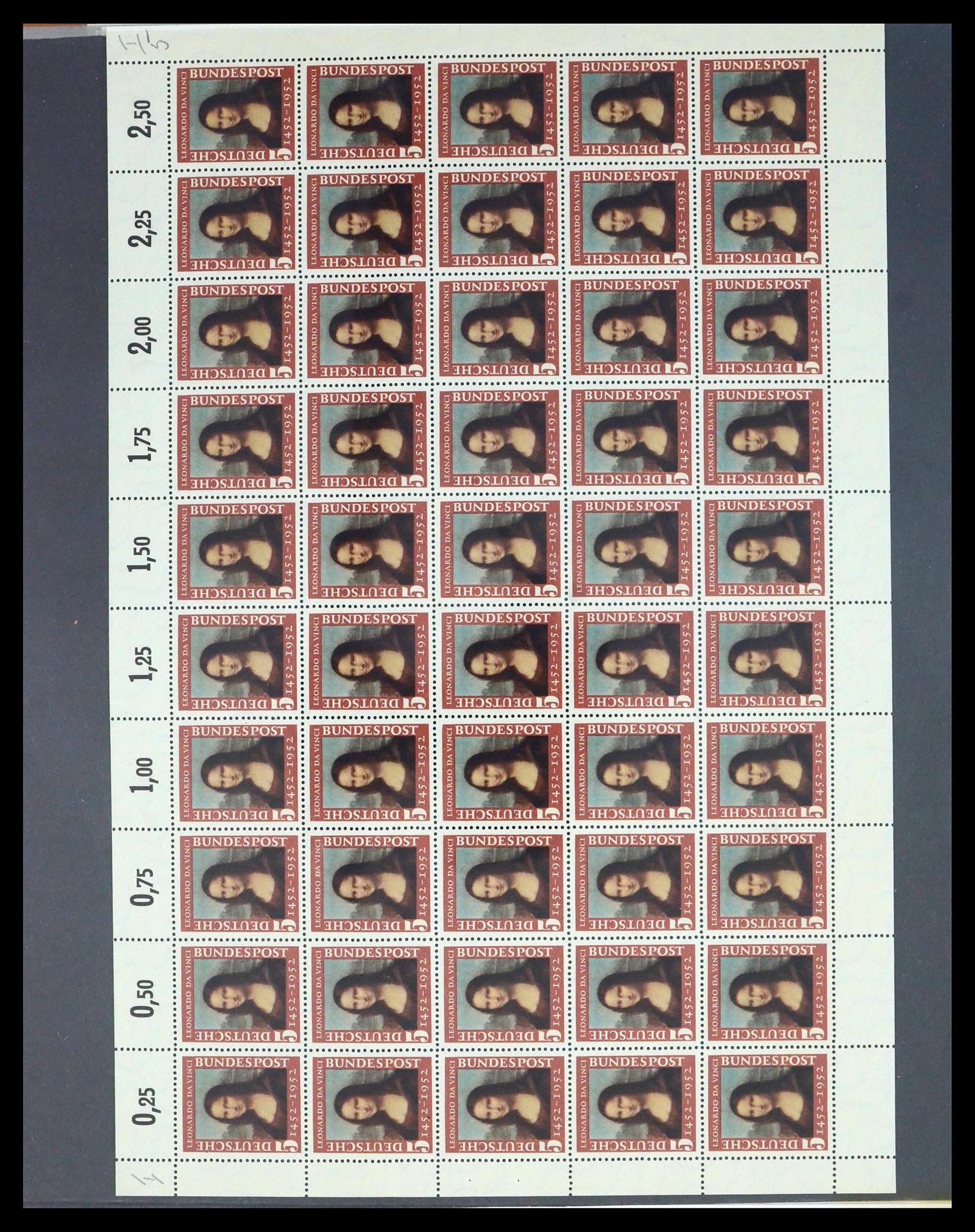 39977 0009 - Stamp collection 39977 Thematic collection Mona Lisa 1952.