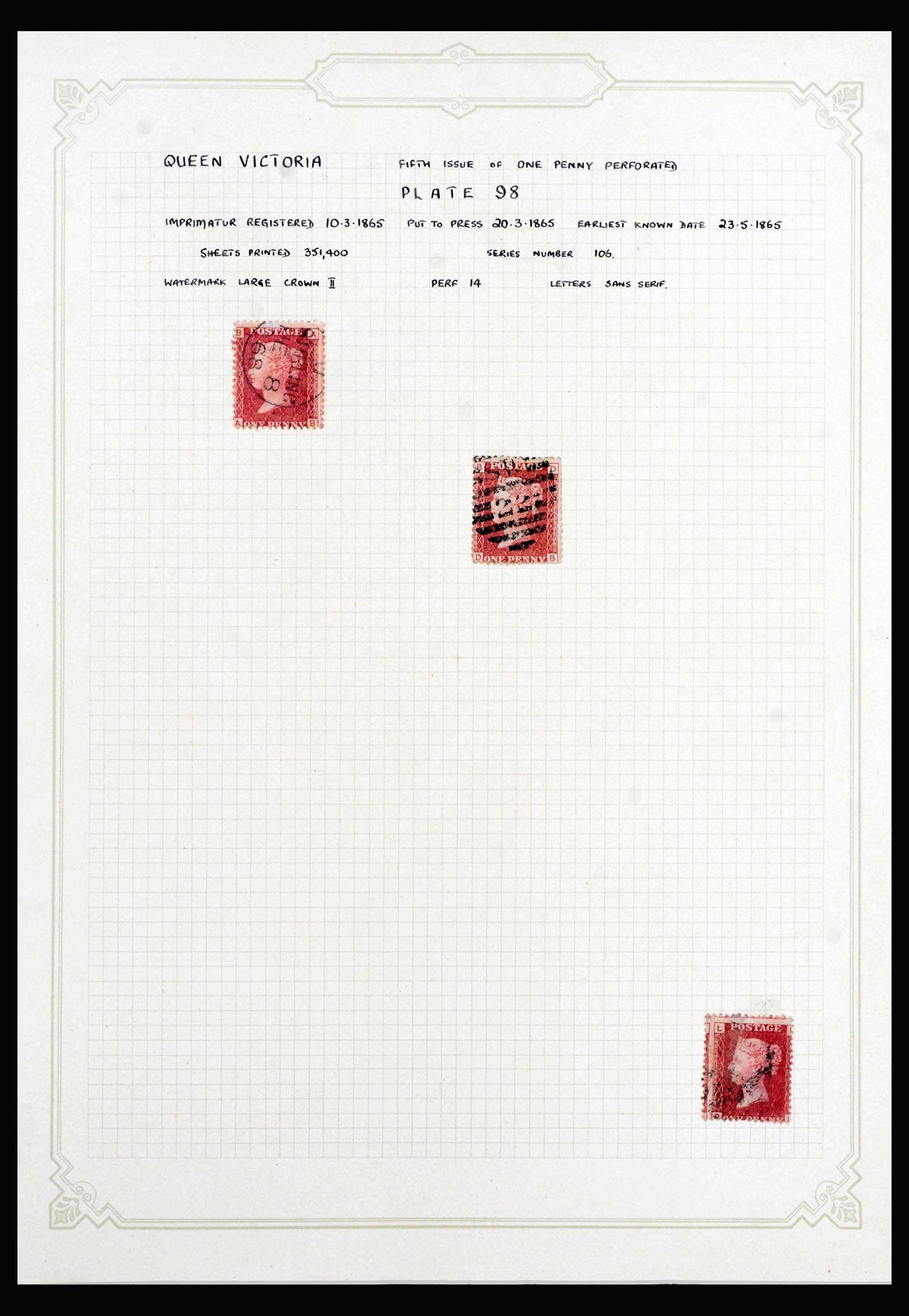 40031 0001 - Stamp collection 40031 Great Britain penny reds 1864-1879.