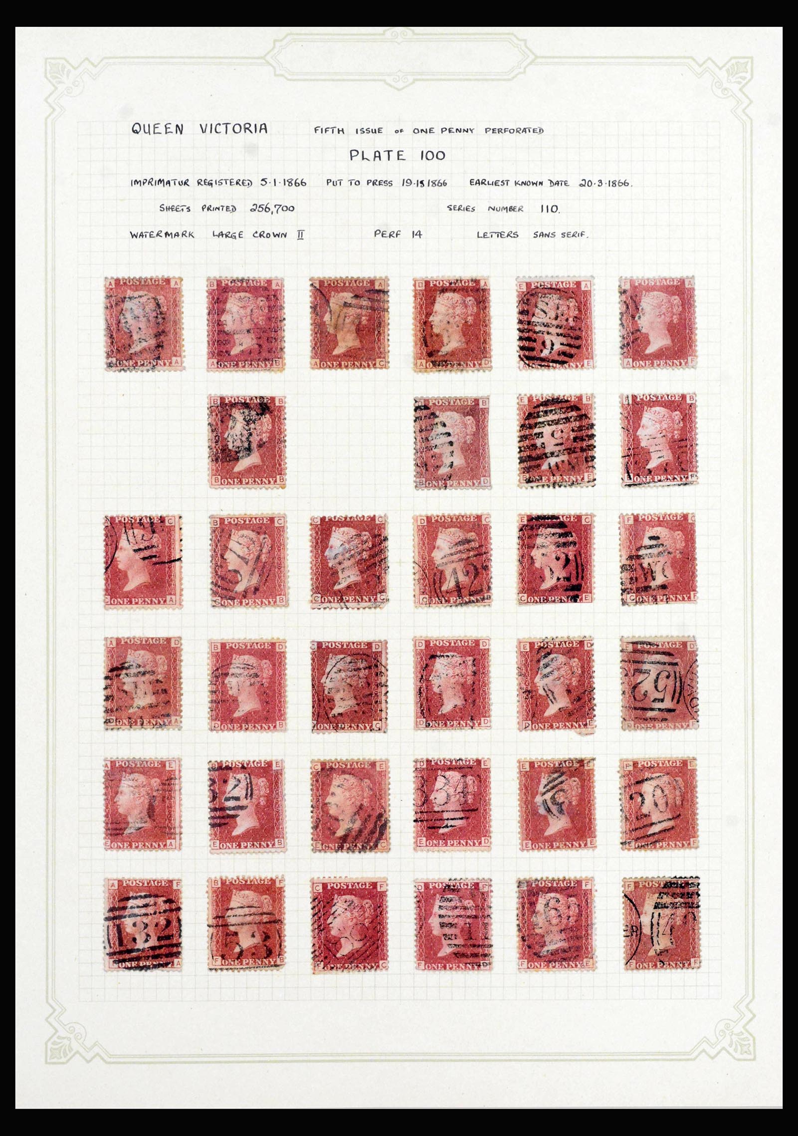 40031 0013 - Stamp collection 40031 Great Britain penny reds 1864-1879.