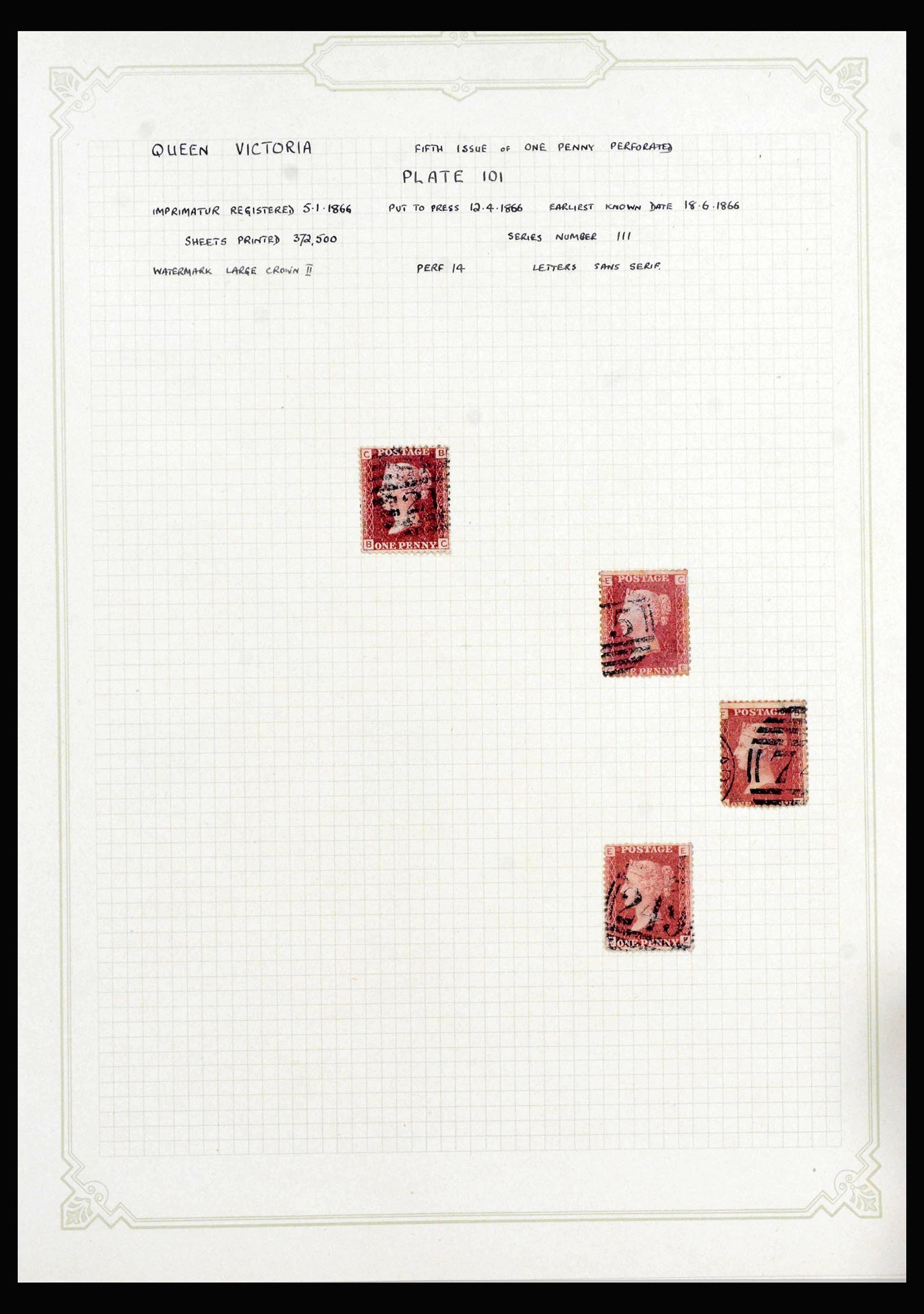 40031 0019 - Stamp collection 40031 Great Britain penny reds 1864-1879.