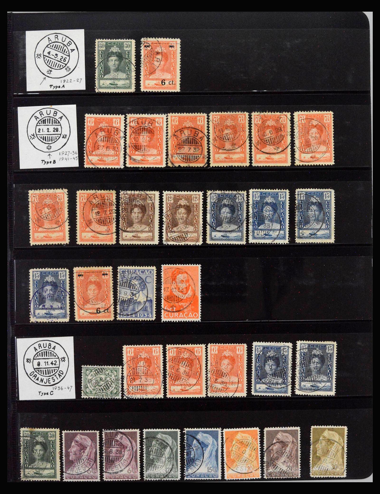 40112 0007 - Stamp collection 40112 Curaçao cancellations 1873-1960.