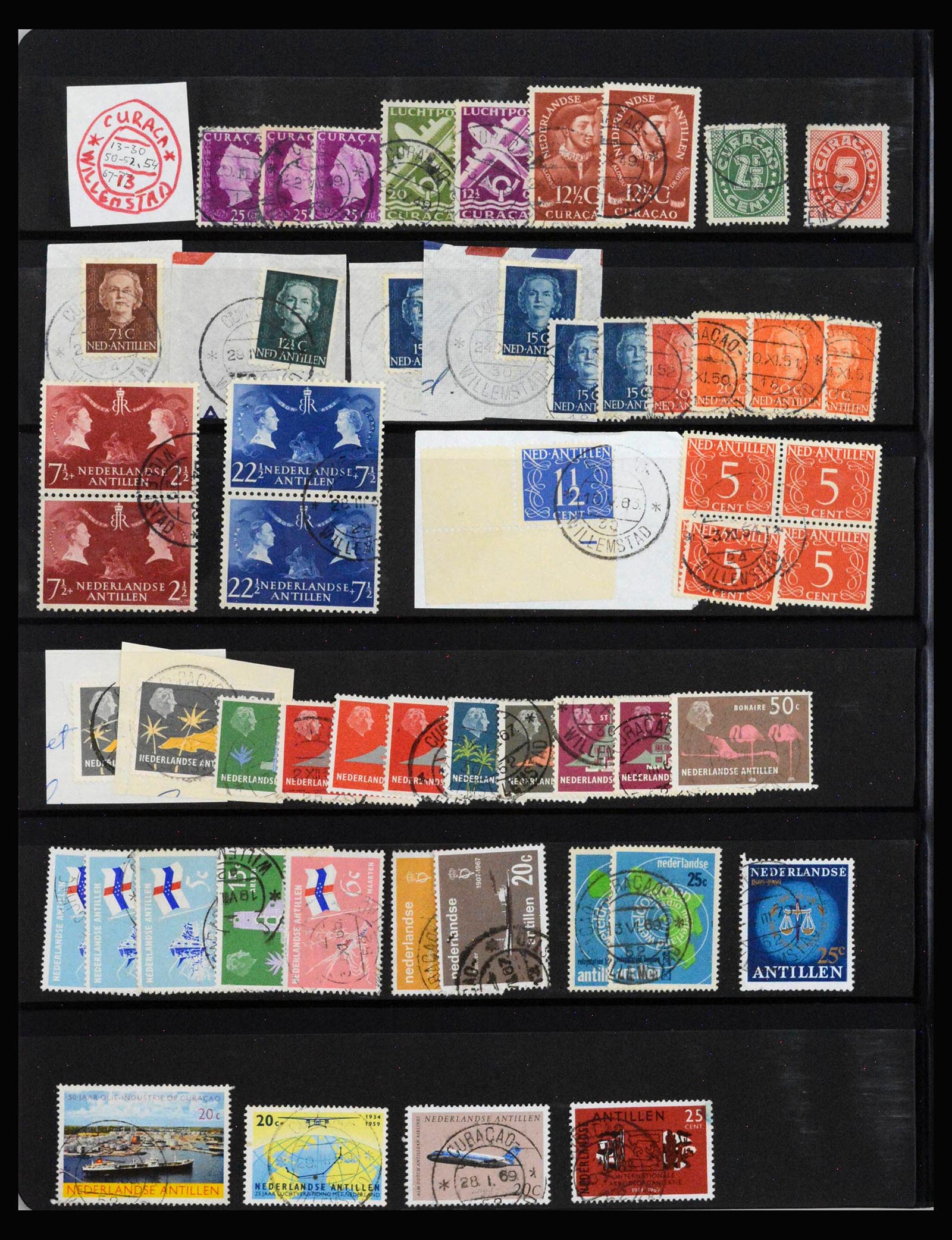 40112 0017 - Stamp collection 40112 Curaçao cancellations 1873-1960.